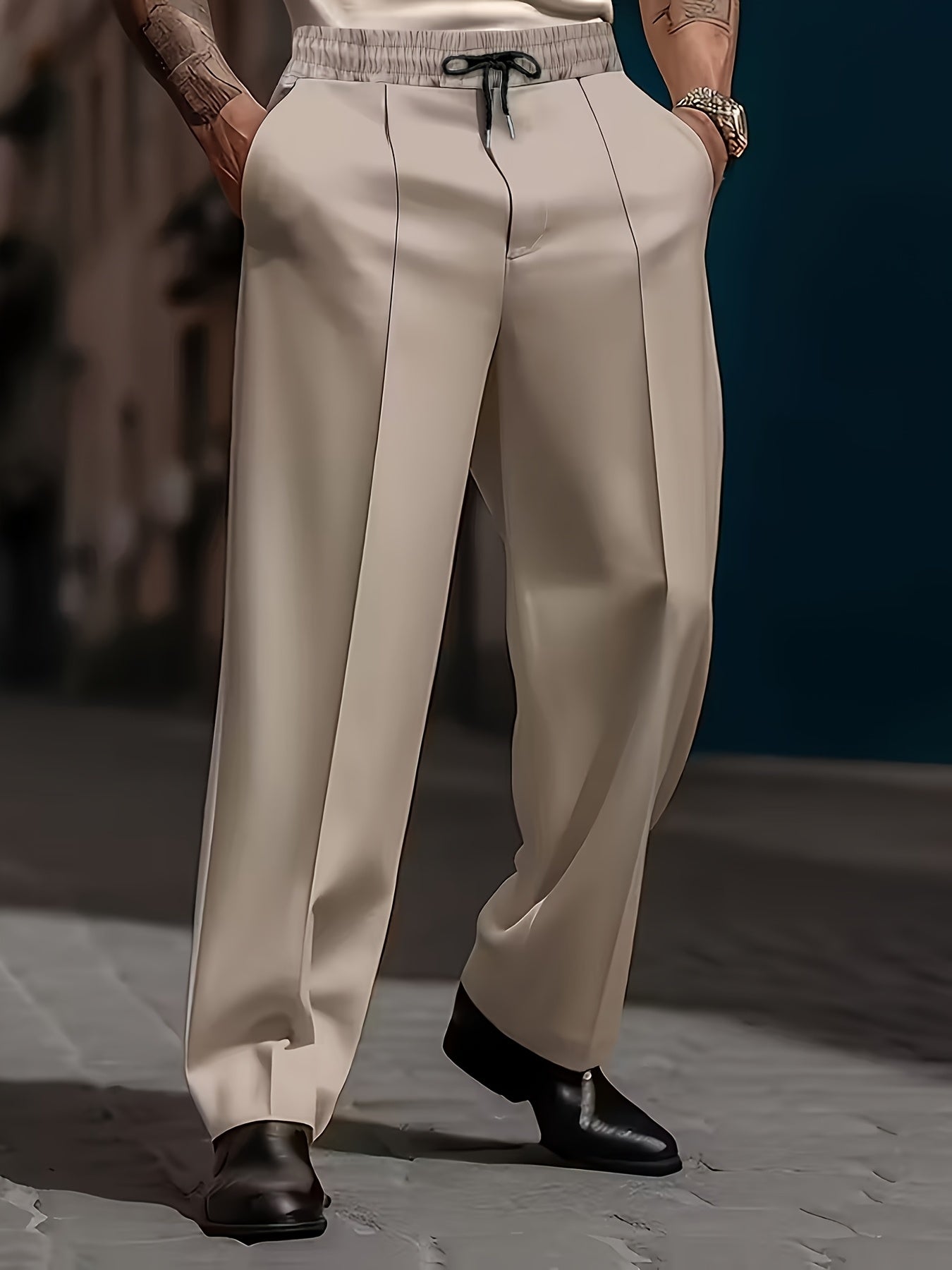 3pcs Autumn/Winter Men'S Basic Casual Straight-Leg Pants. Comfortable Stretch Fabric. Essential Business Attire. Perfect for Office Wear. Gift for Dad. Husband, Plus Size