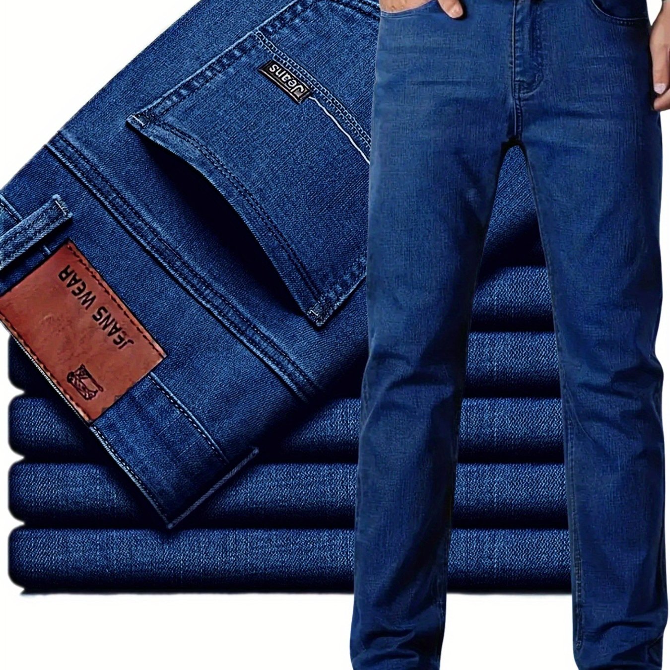 Plus-Size Men'S Comfortable High-Quality Denim Trousers, Suitable for Business, Featuring Stretch, Durability, And Sweat Absorption, Plus Size