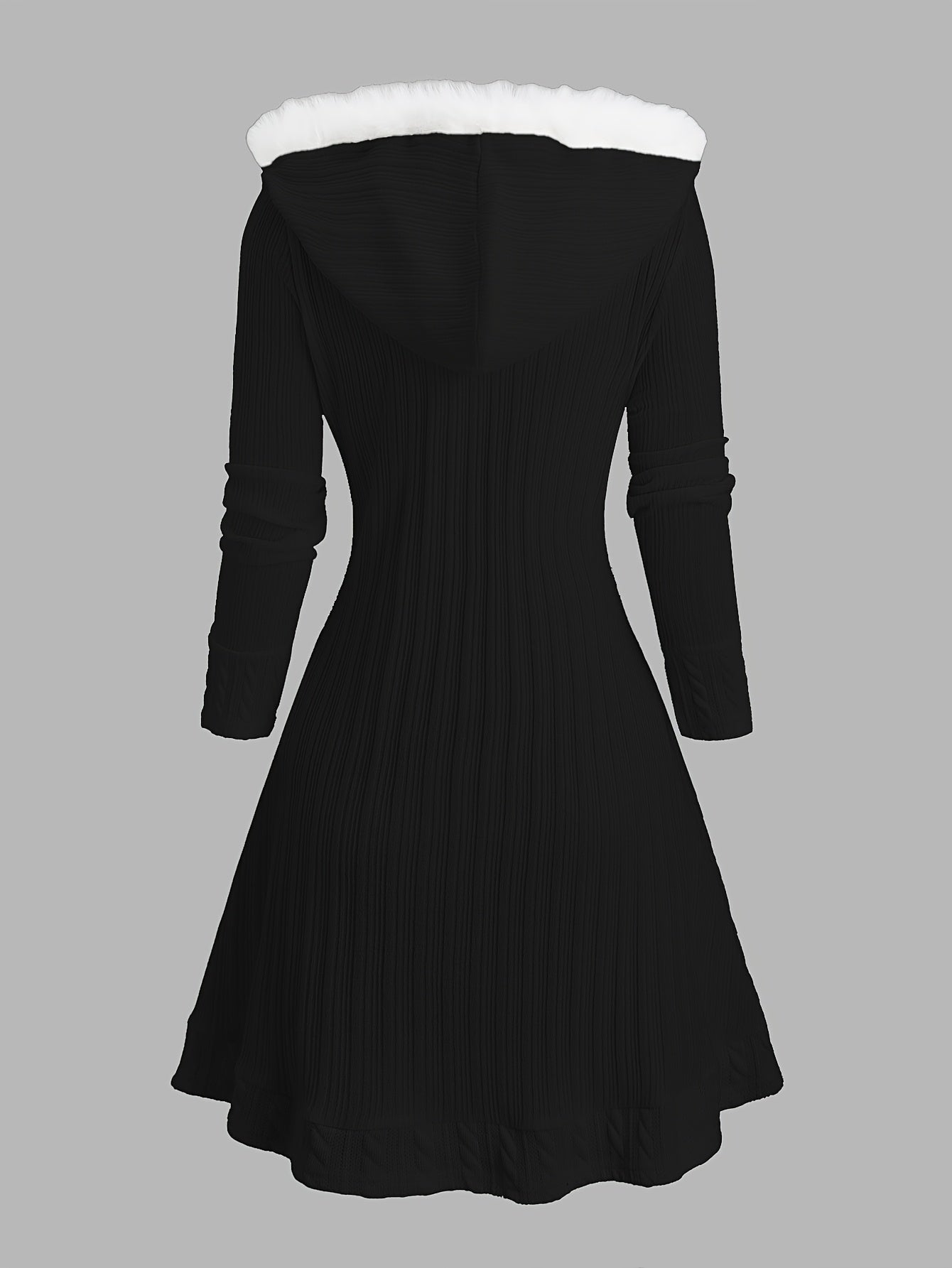 Y2K Cable Plaid Patchwork Hooded Button-Up Long Cardigan