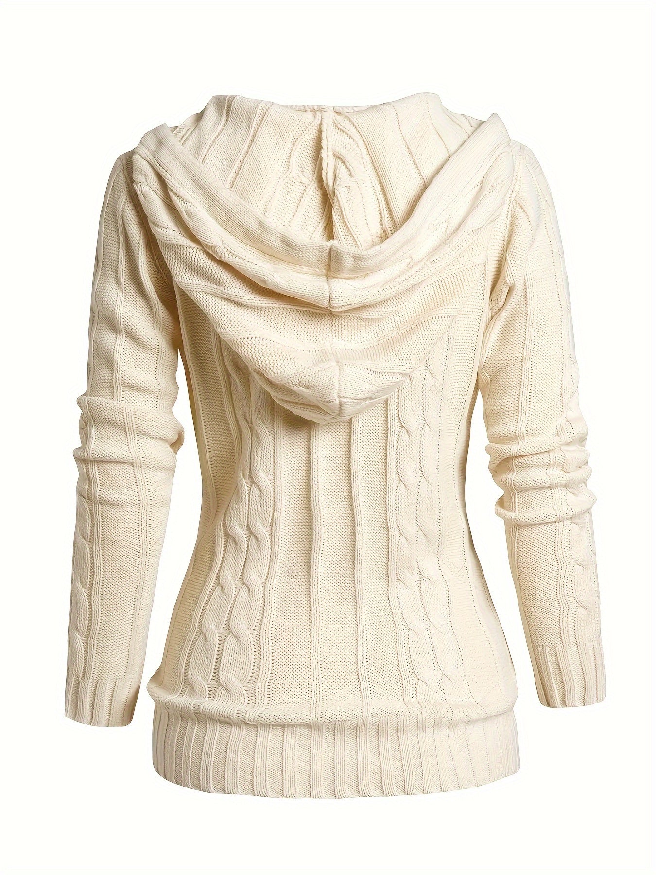 Women'S Solid Color Hooded Knitted Cardigan