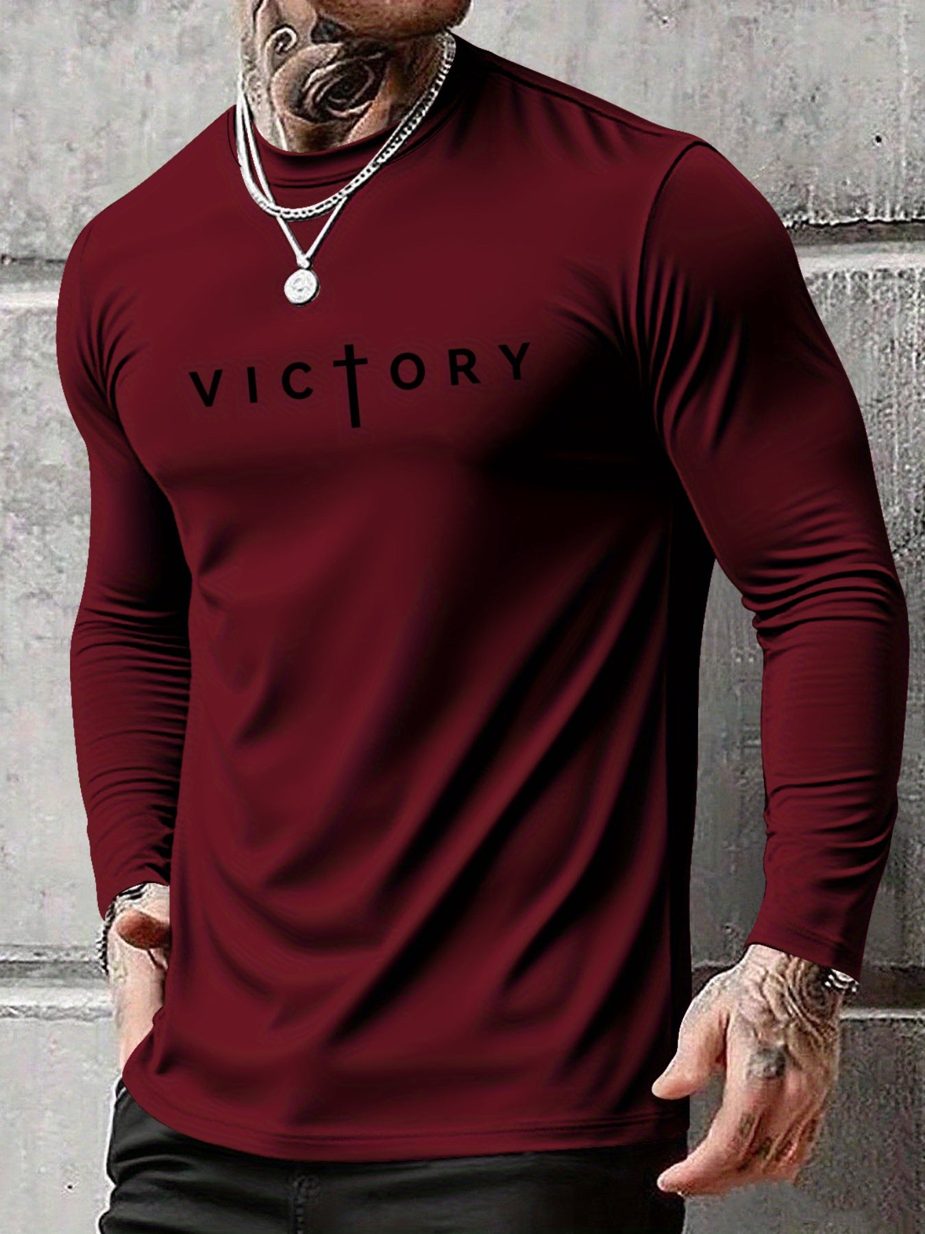 Men's Long Sleeve T-Shirt - Regular Fit Stretchy Everyday Shirt, Light Grey/Black, Breathable Layering Top for Gym, Office, Casual Outfits - Spring/Fall Essential Wardrobe Staple, PLUS SIZE