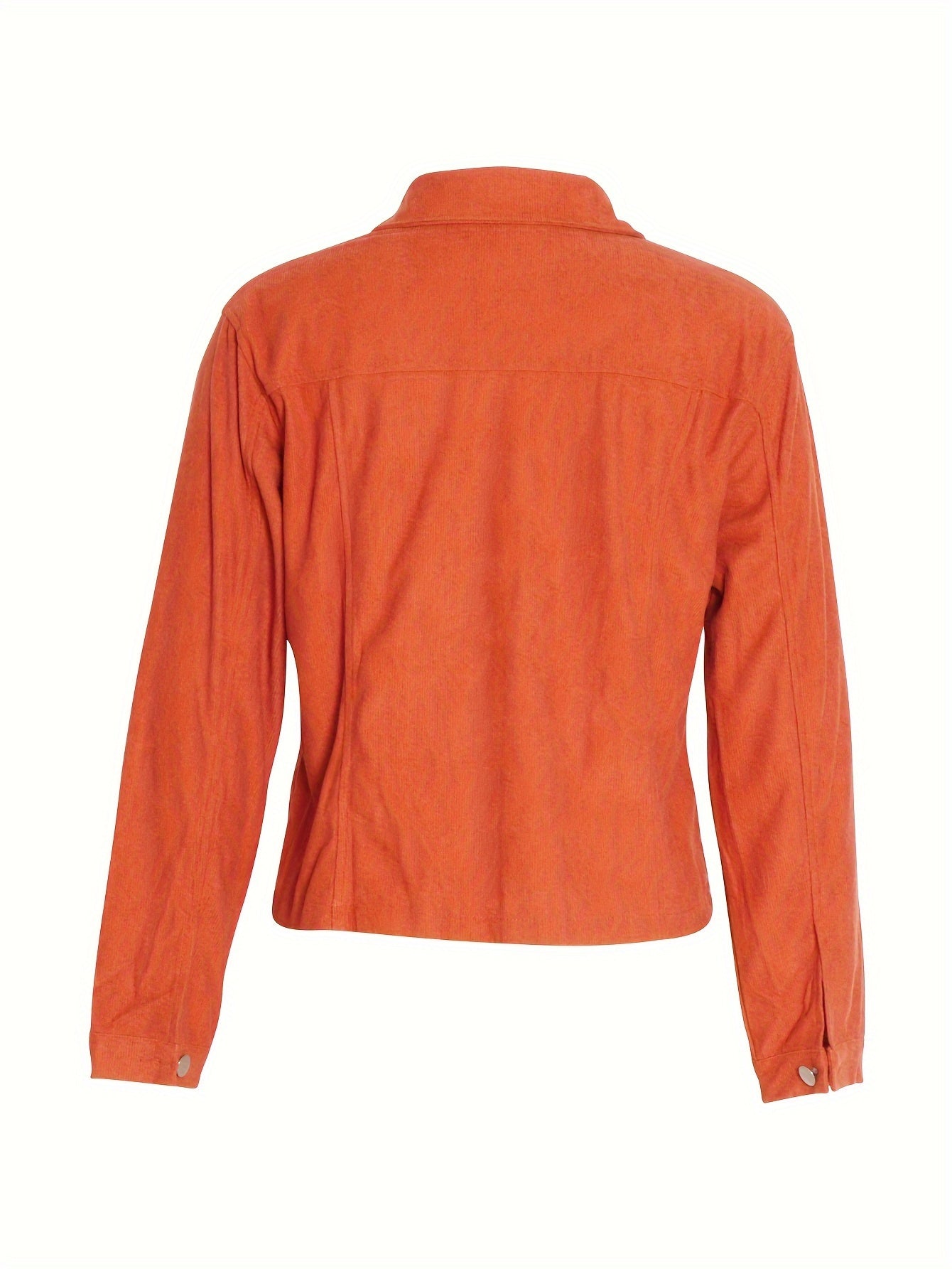 Corduroy Button Front Flap Pockets Jacket, Casual Long Sleeve Jacket For Spring & Fall, Women's Clothing