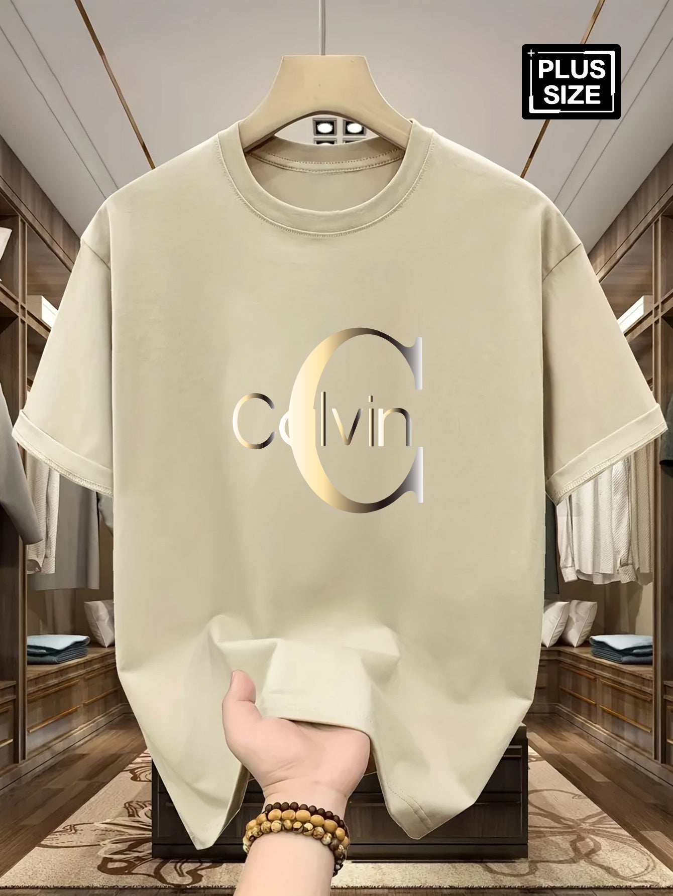 Men's Plus Size Short Sleeve T-Shirt - Premium Milk Silky Fabric, Bold Letter Graphic Print, Crew Neck Casual Summer Tee, Machine Washable & Dry Cleanable, PLUS SIZE