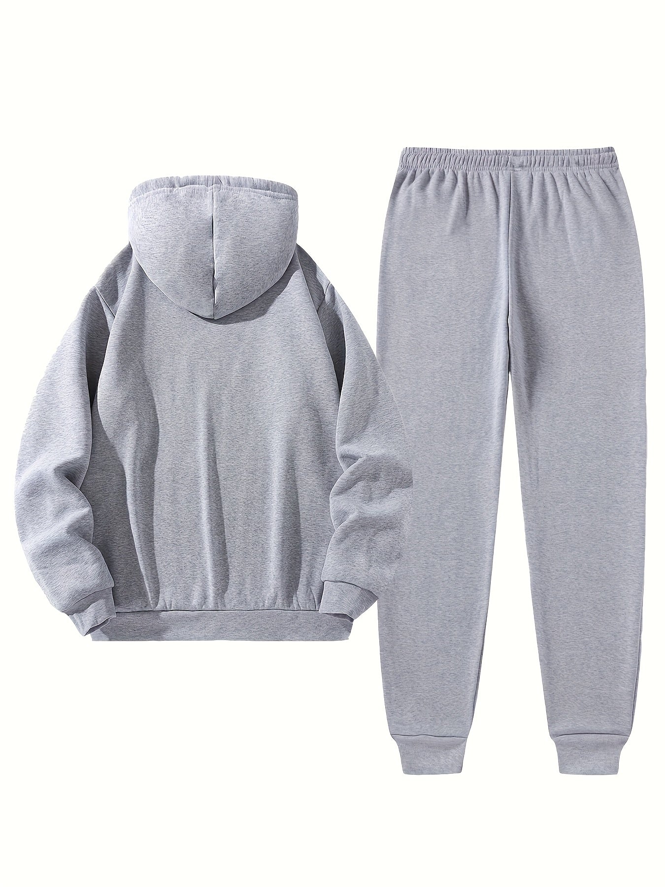Men'S Complete Outfit - Stylish Hooded Sweatshirt & Joggers Set with "BLACK" Print, Gray Casual Streetwear, Long Pants, and Matching Hoodie, Perfect for Fall/Winter, Cozy Clothing | Sporty Look | Nonstretch Fabric