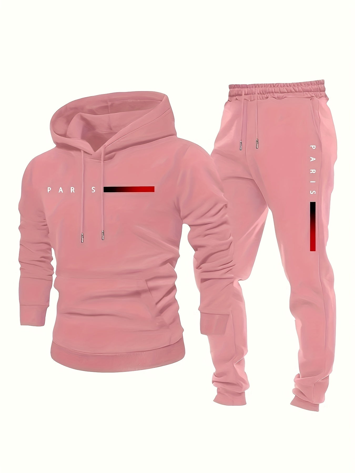 Inspired Fashion Plus Size Men's Two-piece Suit with Graphic Print, Hooded Sweatshirt And Trousers, Thickened Fleece, Casual Style, Fitted Hoodie, PLUS SIZE