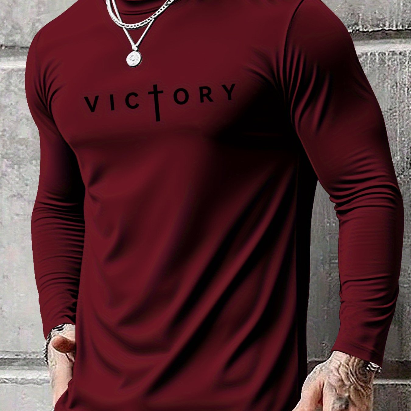 Men's Long Sleeve T-Shirt - Regular Fit Stretchy Everyday Shirt, Light Grey/Black, Breathable Layering Top for Gym, Office, Casual Outfits - Spring/Fall Essential Wardrobe Staple, PLUS SIZE