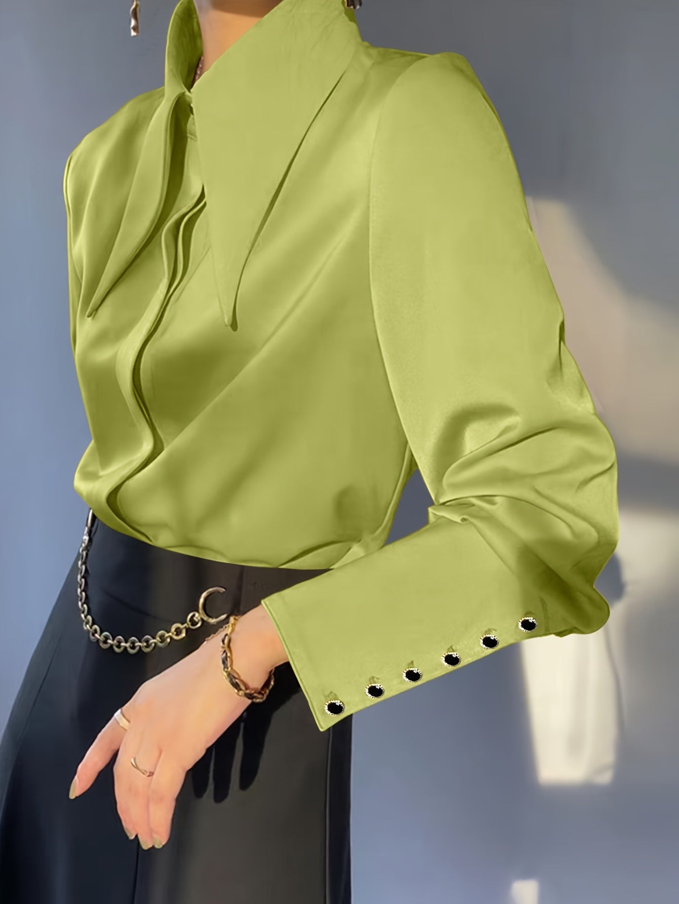 Women's Solid Color Lapel Casual Long Sleeve Shirt