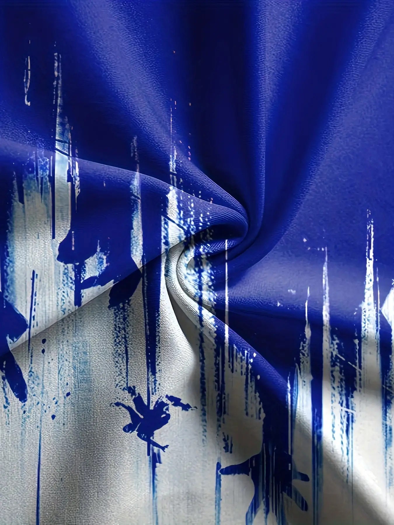 Men'S Plus Size Hoodie and Pants Set - Stylish Blue & White Geometric Print, Regular Fit, All-Over Design, Slight Stretch Fabric, Perfect for Casual Wear, PLUS SIZE