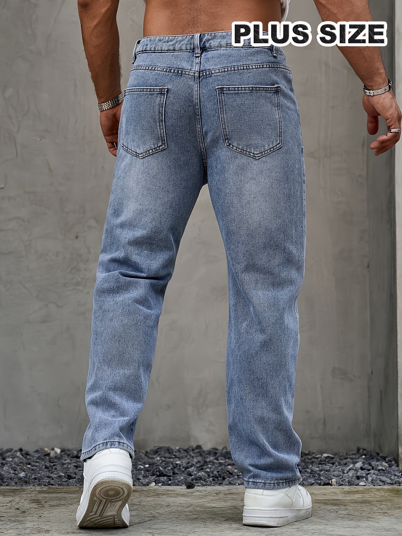 Extra Large Size, Loose and Fashionable Single Item, Men's Washed Jeans, Comfortable Outdoor Trousers for Men, Suitable for Outdoor Travel, PLUS SIZE