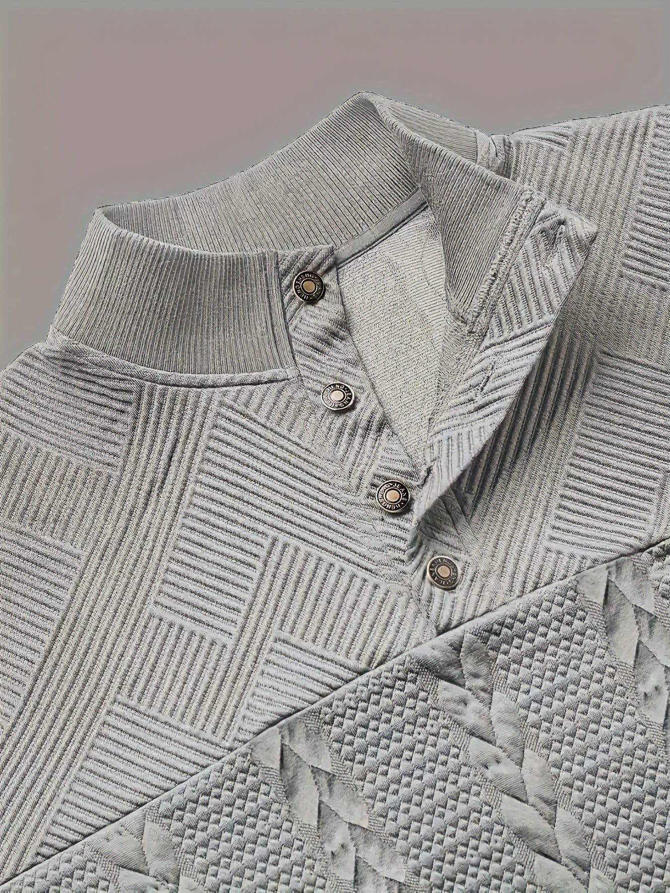 Men'S Jacquard Henley Shirt - Soft Stretch Long Sleeve Pullover with Button Front, Casual Knit Sweater for Fall/Winter, & Striped Design, Regular Fit Outdoor & Casual Attire, Winter Casual Wear | Striped Knitwear | Jacquard T