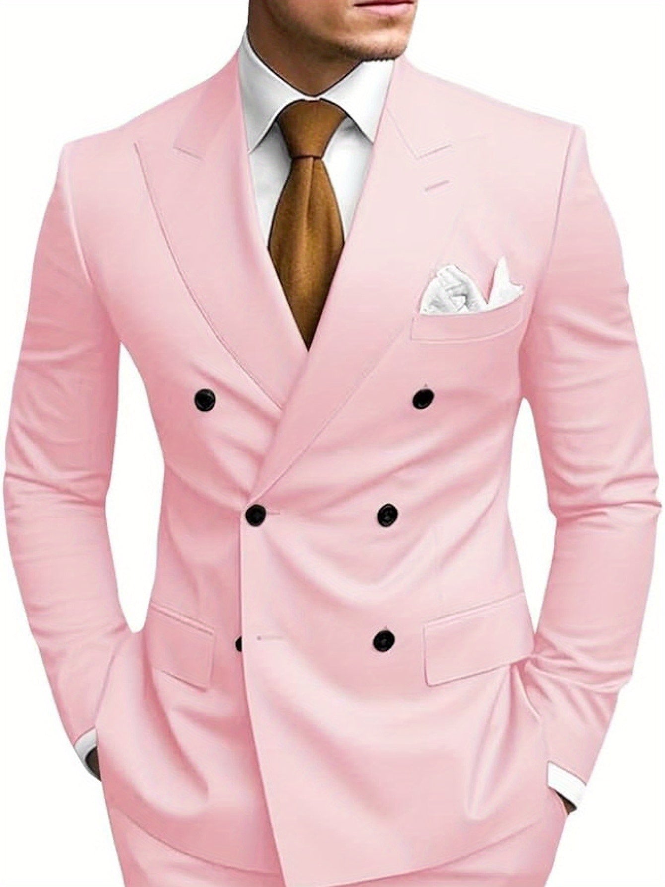 Men'S Two-Piece Casual Suit, Striped Casual Suit, Wedding Casual Texture, Single Western Top, Internet Famous, Same Style, Three-Dimensional Cutting, Comfortable Ventilation, Suitable for Dating, PLUS SIZE