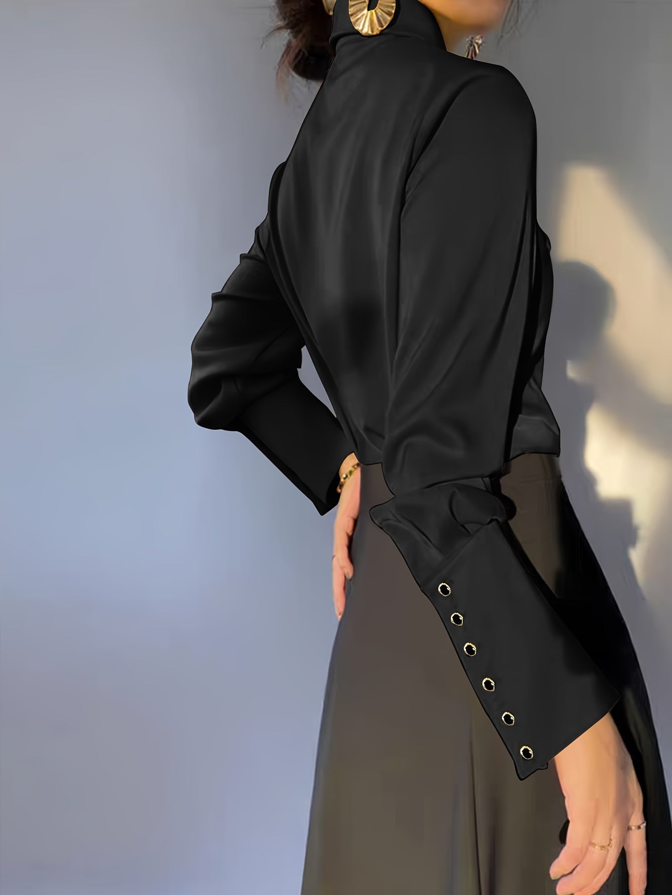 Women's Solid Color Lapel Casual Long Sleeve Shirt