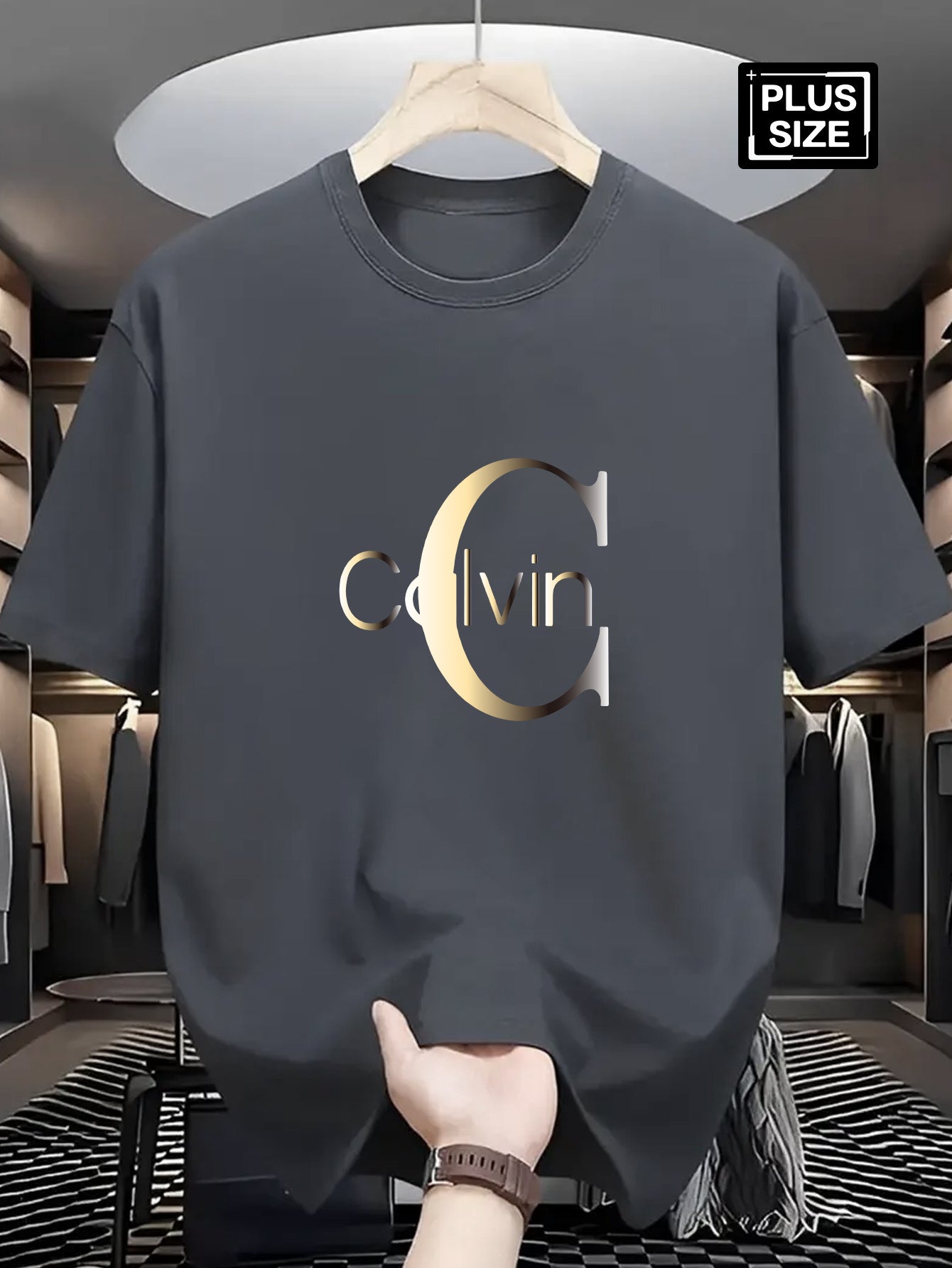 Men's Plus Size Short Sleeve T-Shirt - Premium Milk Silky Fabric, Bold Letter Graphic Print, Crew Neck Casual Summer Tee, Machine Washable & Dry Cleanable, PLUS SIZE