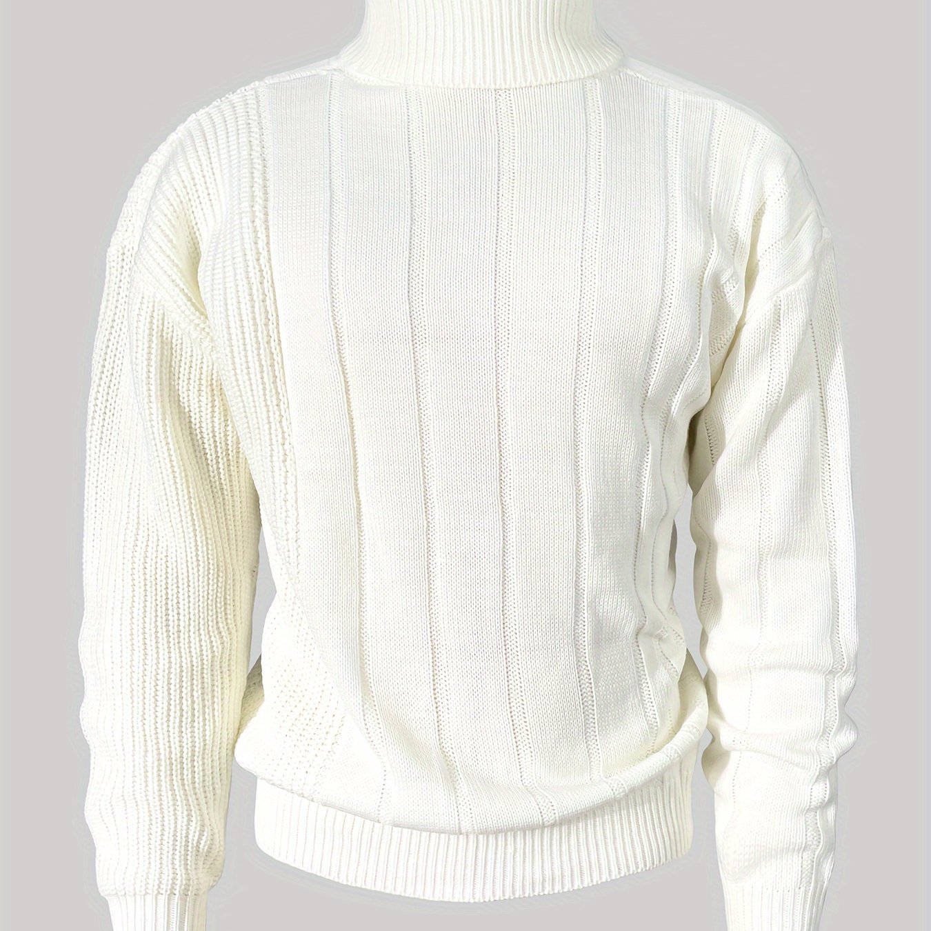 Plus Size Men's Turtleneck Knit Sweater, Regular Fit, Casual And Academic Style, Long Sleeve Sweater For Winter Season
