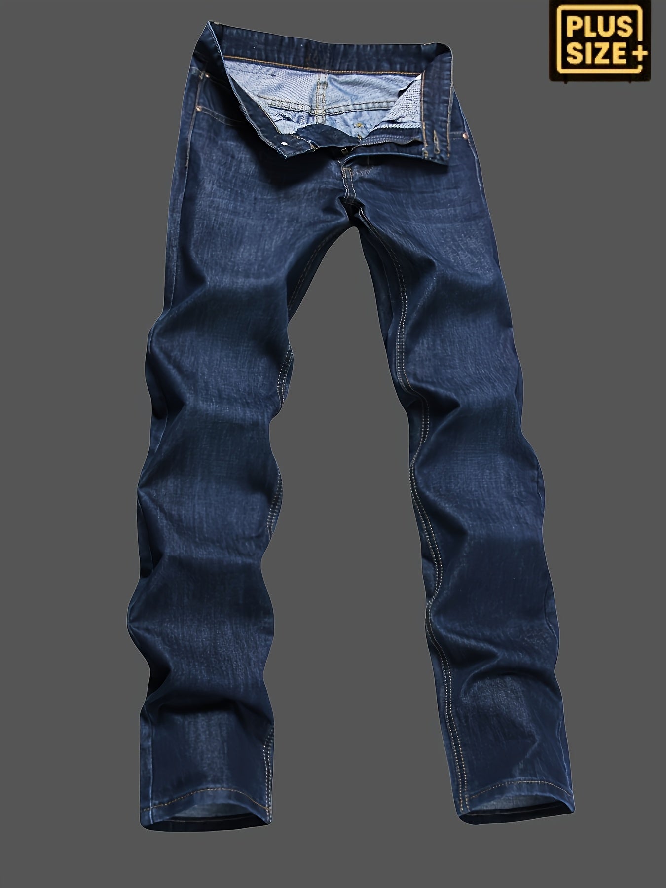 Plus Size Men's Jeans, Fashion Design Style, Comfortable Casual Long Pants for All Seasons, Stretch Straight-Leg Trousers, Simple Versatile Business Pants, PLUS SIZE