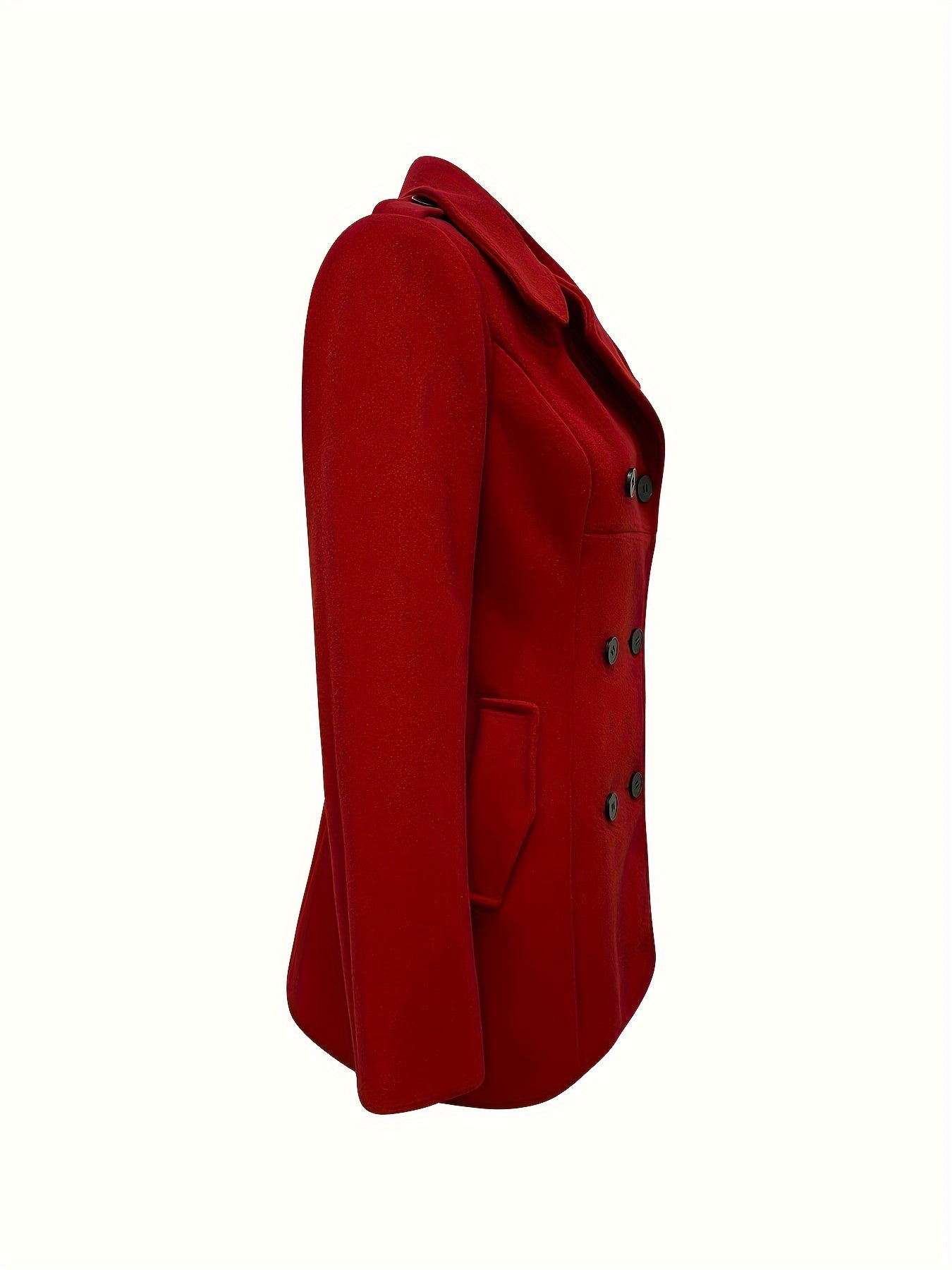 Women's Elegant Red Trench Coat with Black Buttons - Machine Washable Winter Coat, Tailored Fit for Fall & Winter, Versatile Casual to Formal Outerwear, Ladies Winter Coats, Casual to Formal Wear, Classic Trench Design, Durab