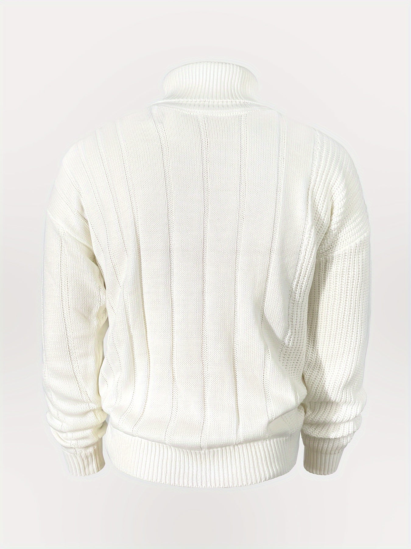 Plus Size Men's Turtleneck Knit Sweater, Regular Fit, Casual And Academic Style, Long Sleeve Sweater For Winter Season