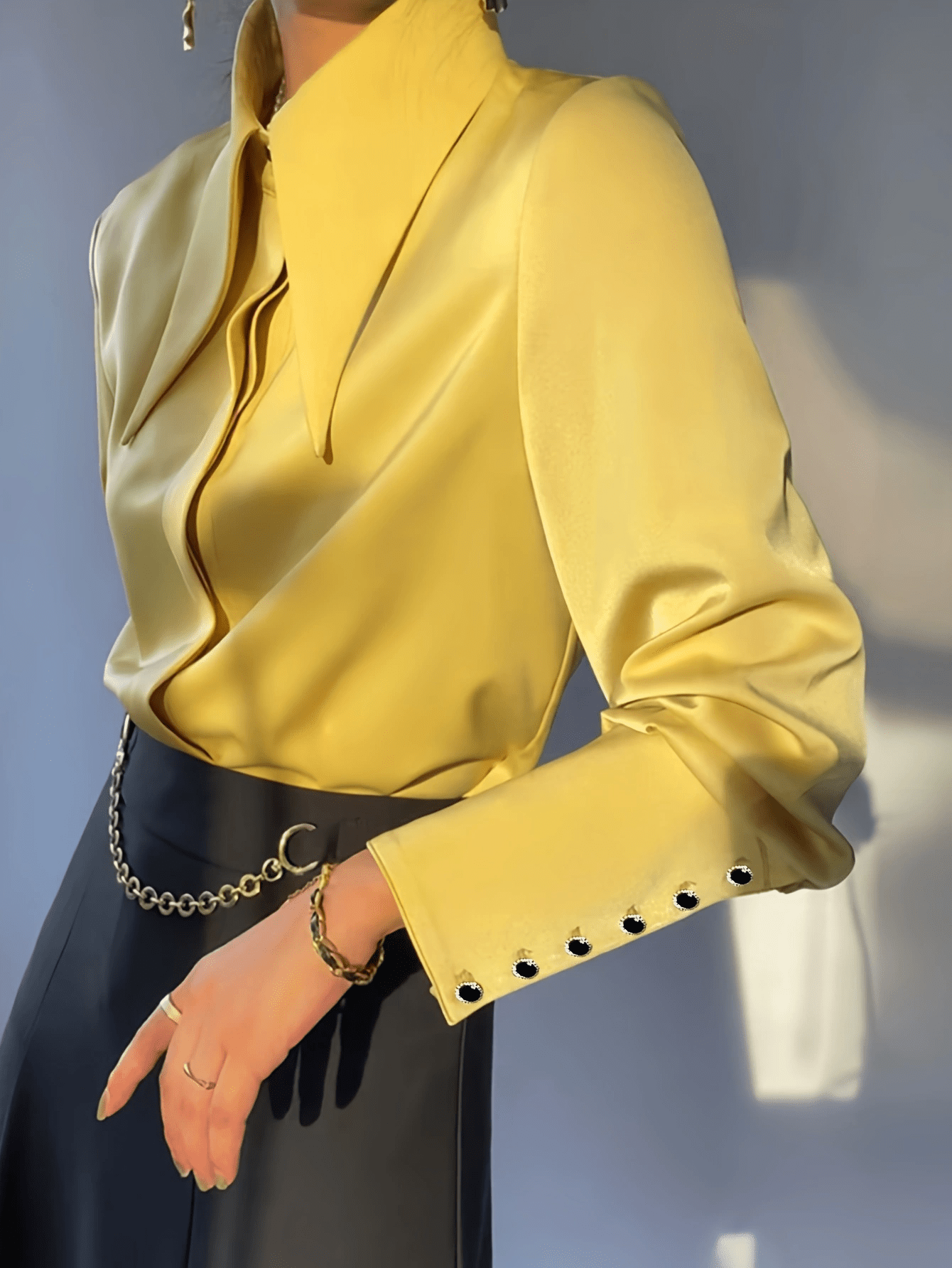 Women's Solid Color Lapel Casual Long Sleeve Shirt