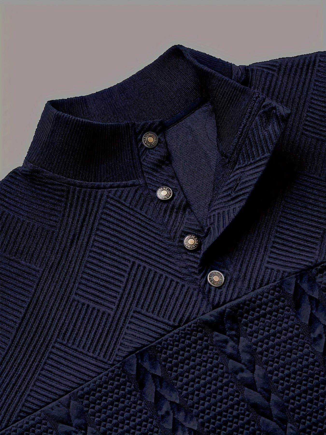 Men'S Jacquard Henley Shirt - Soft Stretch Long Sleeve Pullover with Button Front, Casual Knit Sweater for Fall/Winter, & Striped Design, Regular Fit Outdoor & Casual Attire, Winter Casual Wear | Striped Knitwear | Jacquard T