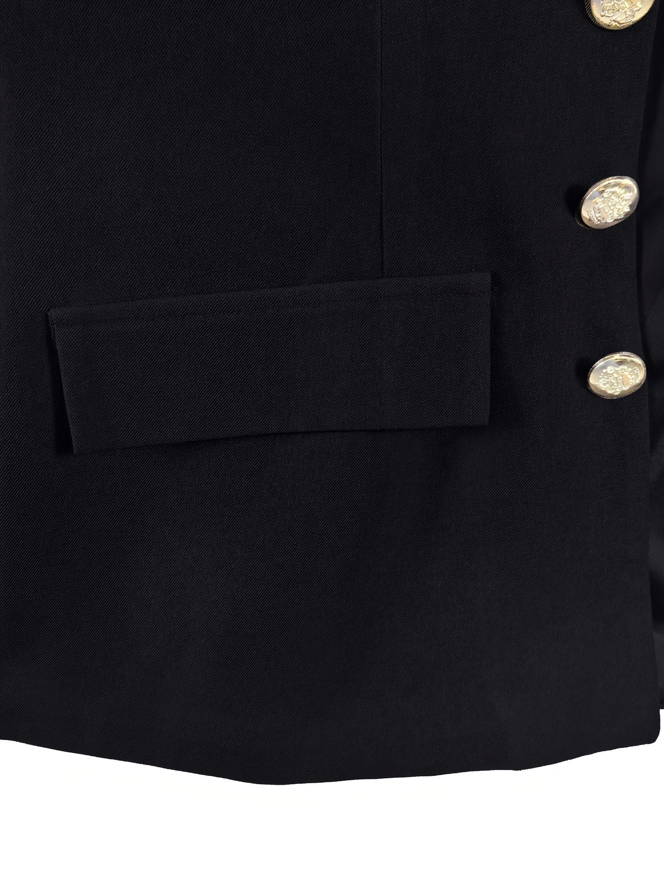 Plus Size - Plus Size Women'S Slim-Fit Casual Blazer - Solid Color Stand Collar Double-Breasted Jacket with Slit Hem, Regular Fit Spring/Fall Versatile for Office & Weekend Outings, Ladies Blazers