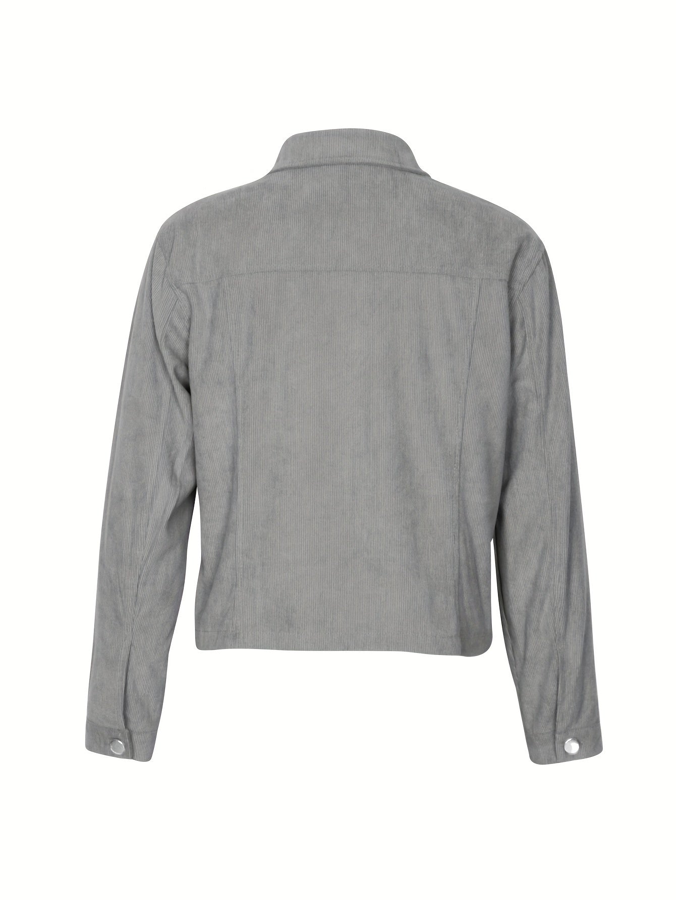 Corduroy Button Front Flap Pockets Jacket, Casual Long Sleeve Jacket For Spring & Fall, Women's Clothing