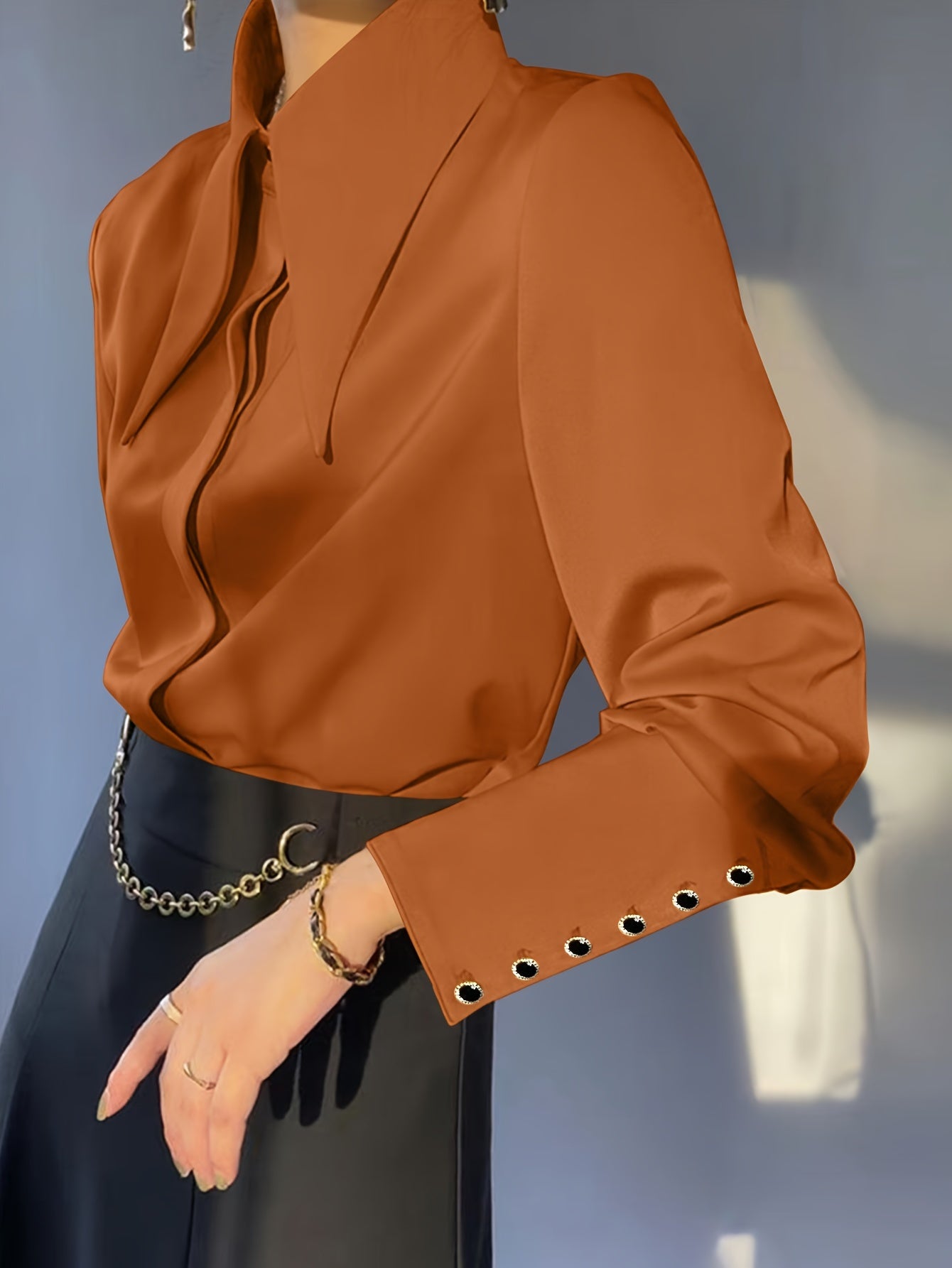 Women's Solid Color Lapel Casual Long Sleeve Shirt