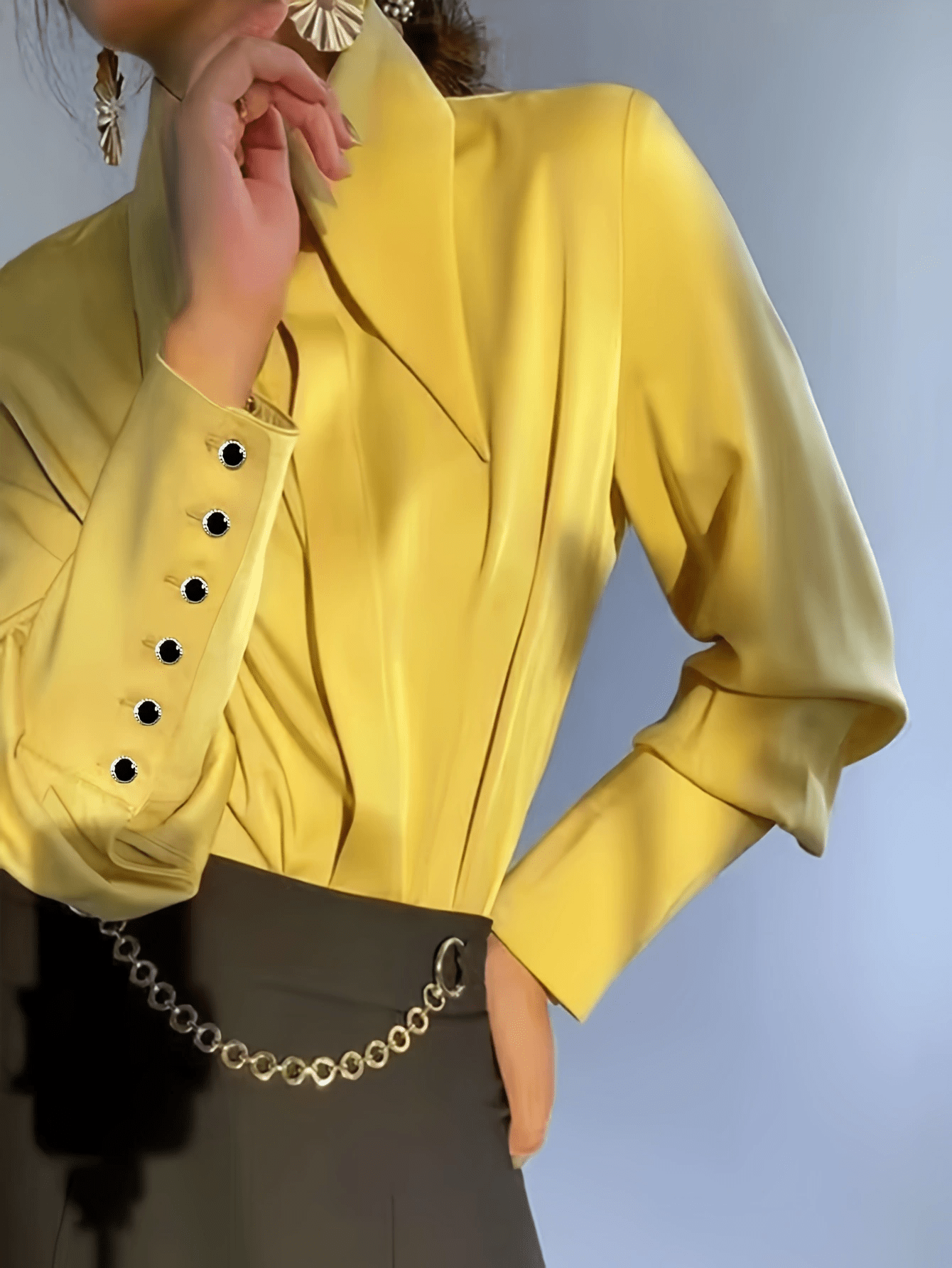 Women's Solid Color Lapel Casual Long Sleeve Shirt