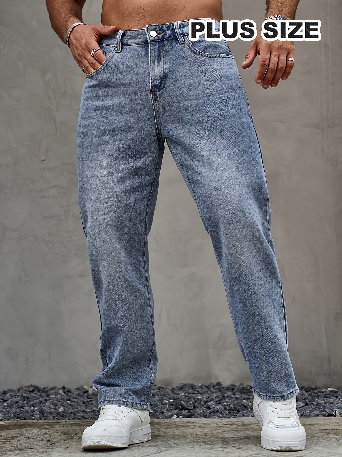 Extra Large Size, Loose and Fashionable Single Item, Men's Washed Jeans, Comfortable Outdoor Trousers for Men, Suitable for Outdoor Travel, PLUS SIZE
