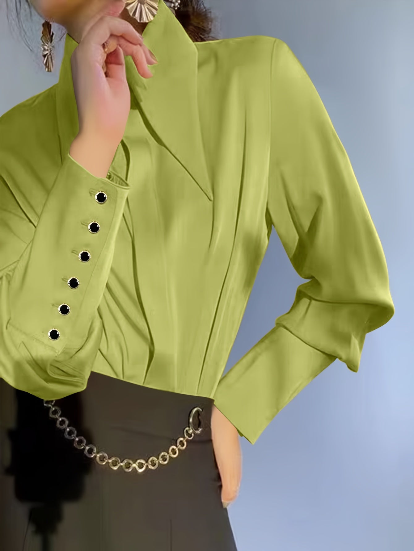 Women's Solid Color Lapel Casual Long Sleeve Shirt