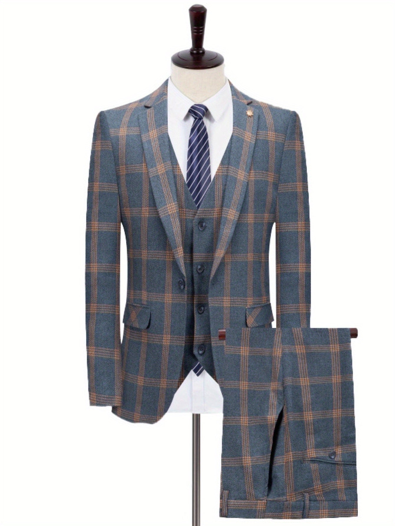 Big size suit three piece set for Men's formal attire, height 2 buttons, jacket, vest, pants, workplace, office, wedding, Christmas, school, PLUS SIZE