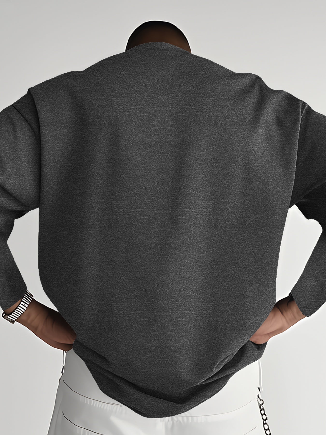 Men's Plus Size "GOD IS GOOD" Graphic Print Long Sleeve T-Shirt - Heather Gray Casual Comfort Fit Round Neck Top for Spring/Fall, Medium Stretch Fabric, PLUS SIZE