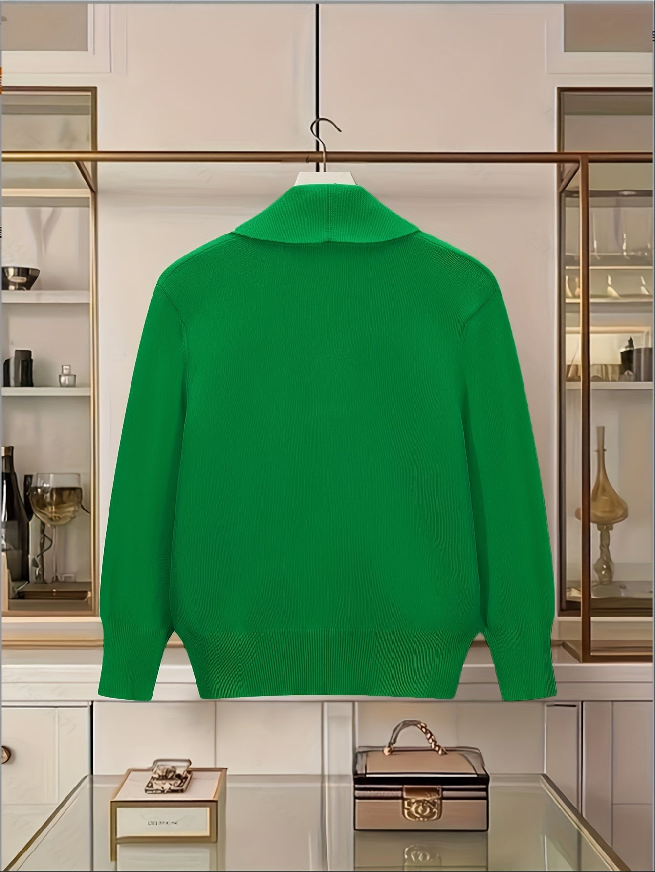 Women's Elegant Mustard-Yellow Cardigan - Long Sleeve Button-Front Design with Black Buttons, Turn- Collar & Ribbed Cuffs, All-Season Versatile Sweater for Casual or Formal Outfits, Layering Piece, Formal Attire, Sophisticate