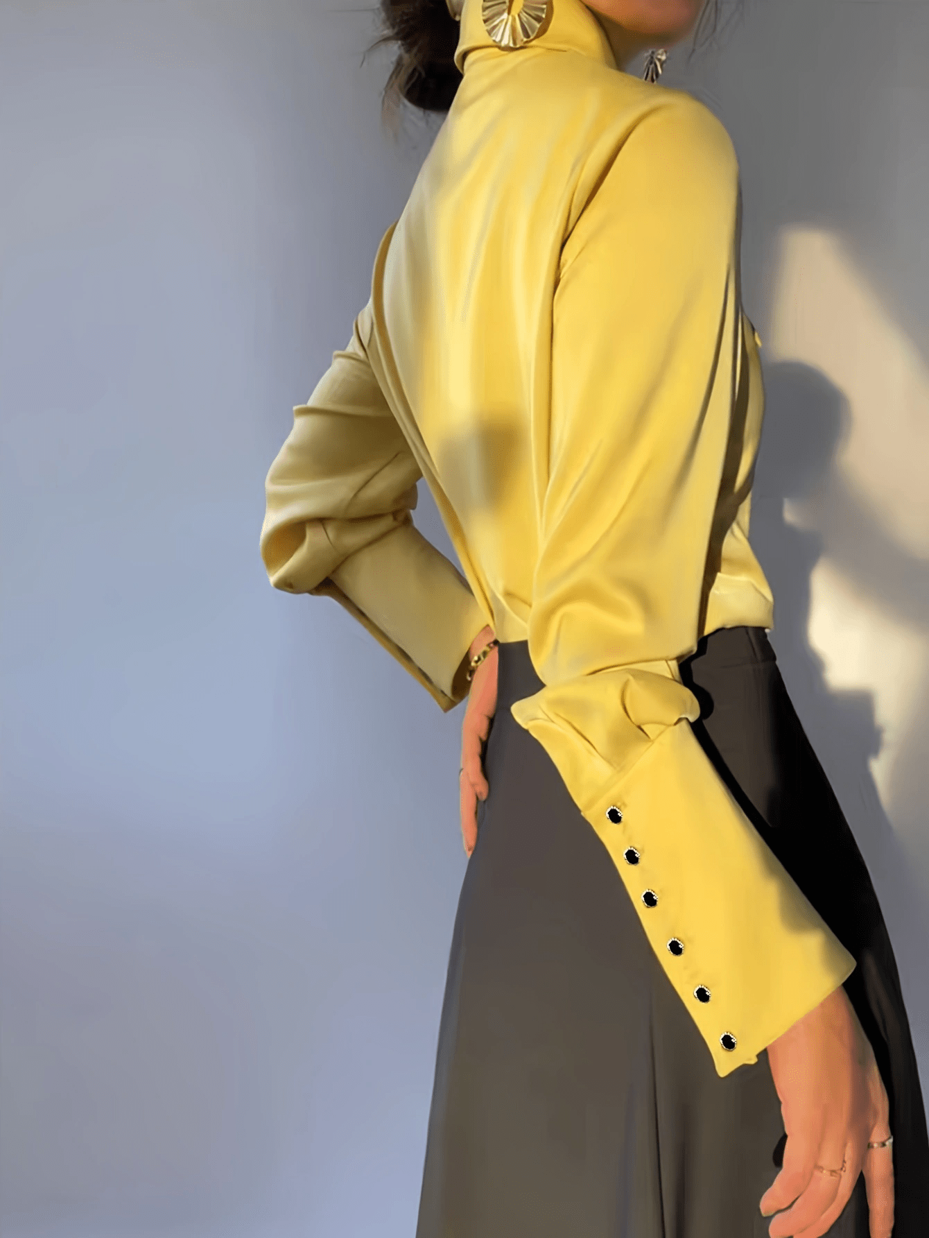 Women's Solid Color Lapel Casual Long Sleeve Shirt