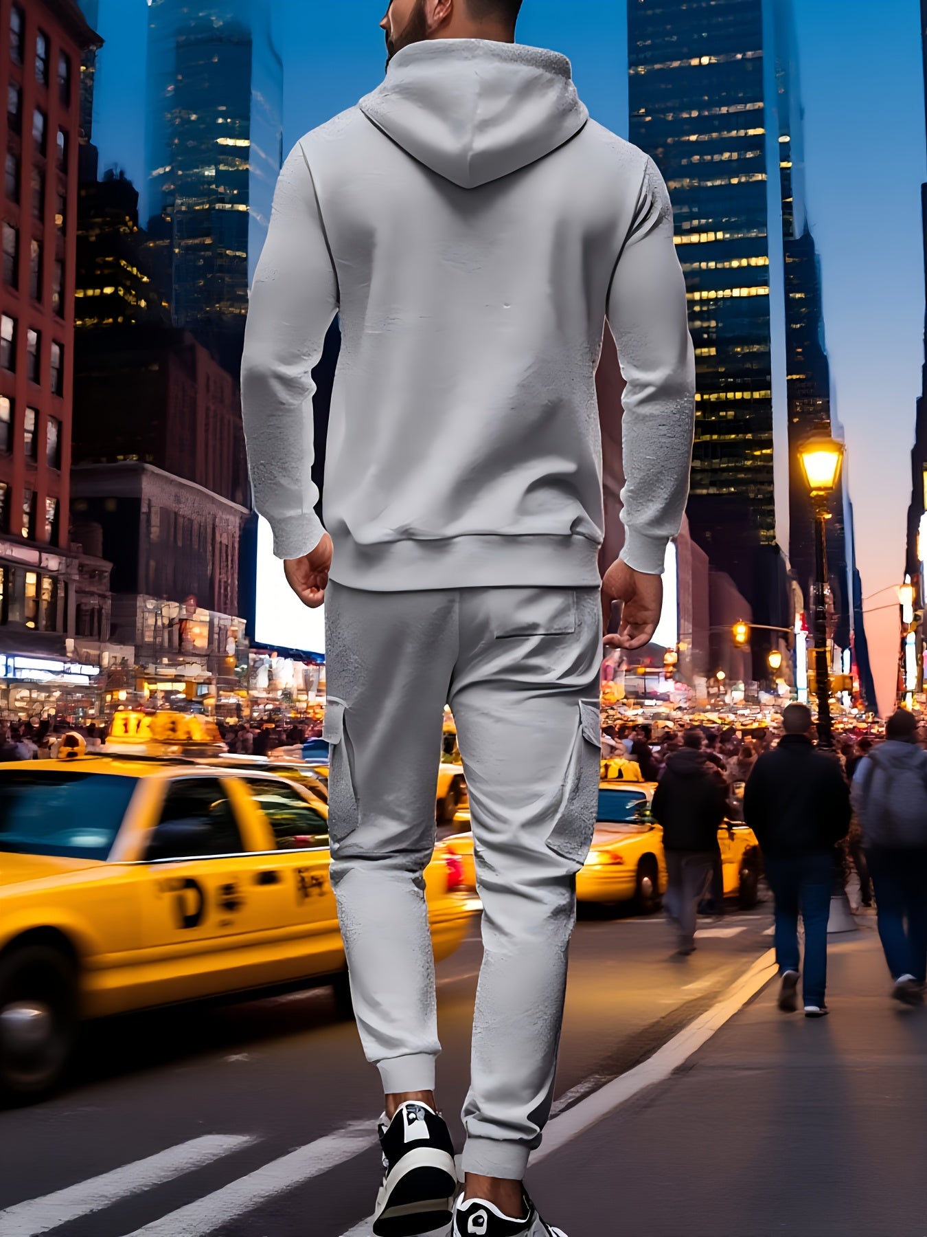 Exclusive for Tough Guys! Hooded Half - Zip Sweatshirt SetHeavyweight Fleece Fabric, Structured And Not Flimsy. The Half - Zip Design + Drawstring Hood, Full Of Street StyleThe Cargo Joggers with Multiple Pockets Are Practica