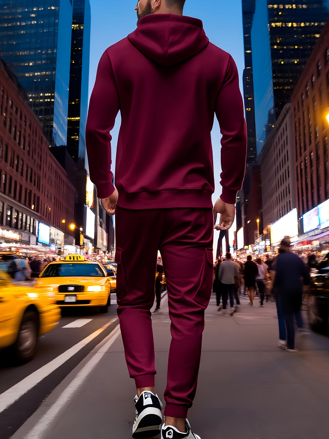 Exclusive for Tough Guys! Hooded Half - Zip Sweatshirt SetHeavyweight Fleece Fabric, Structured And Not Flimsy. The Half - Zip Design + Drawstring Hood, Full Of Street StyleThe Cargo Joggers with Multiple Pockets Are Practica