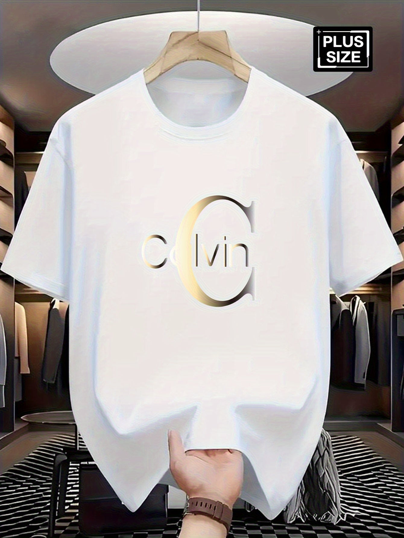 Men's Plus Size Short Sleeve T-Shirt - Premium Milk Silky Fabric, Bold Letter Graphic Print, Crew Neck Casual Summer Tee, Machine Washable & Dry Cleanable, PLUS SIZE