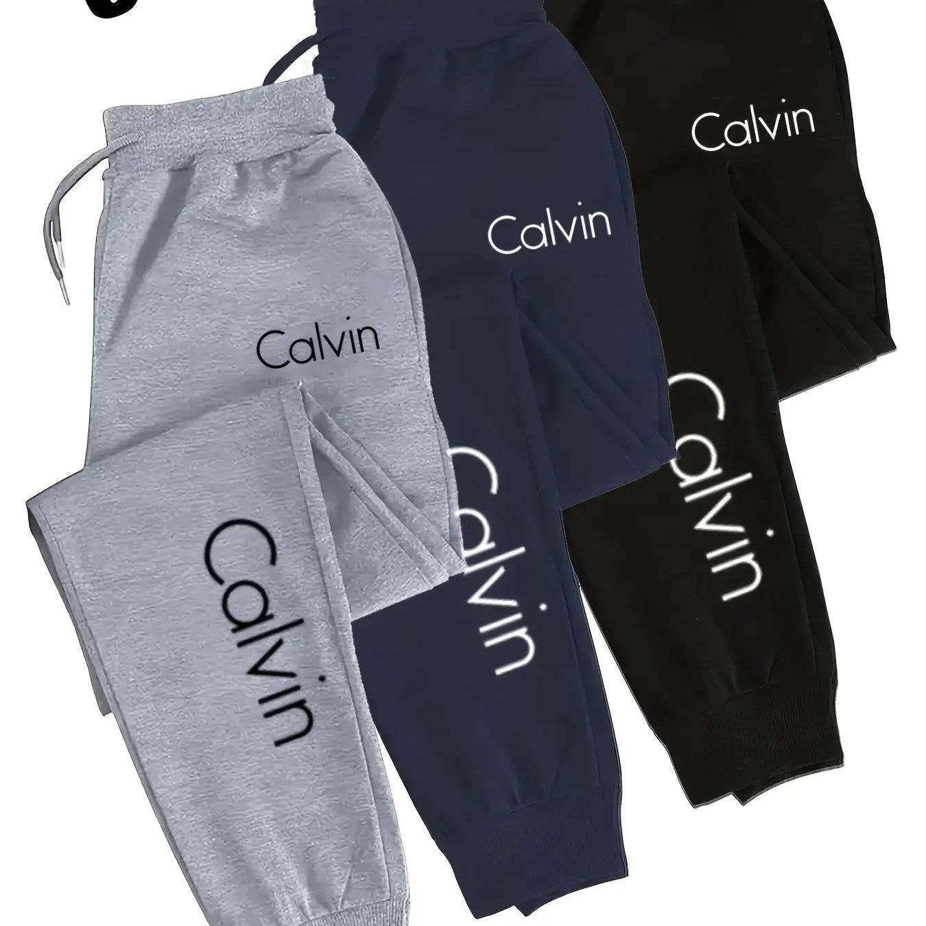 Three piece Men's casual sports pants with elastic waistband and drawstring design, regular fit, pockets and slight elasticity- comfortable sports pants, PLUS SIZE, Lounge Wear, Workout Pants, Sporty Design, Casual Style, Bre