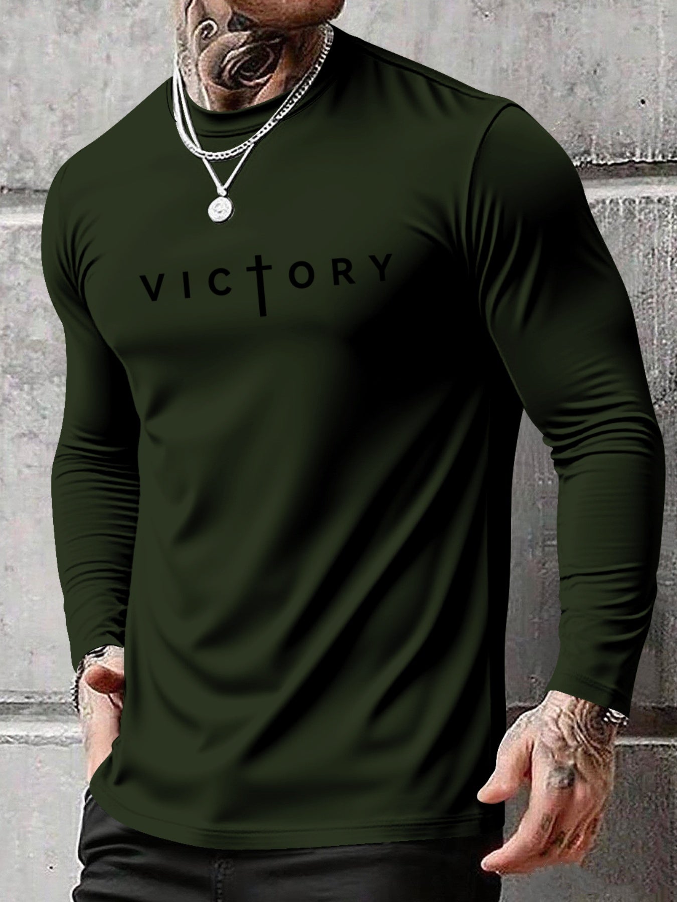 Men's Long Sleeve T-Shirt - Regular Fit Stretchy Everyday Shirt, Light Grey/Black, Breathable Layering Top for Gym, Office, Casual Outfits - Spring/Fall Essential Wardrobe Staple, PLUS SIZE