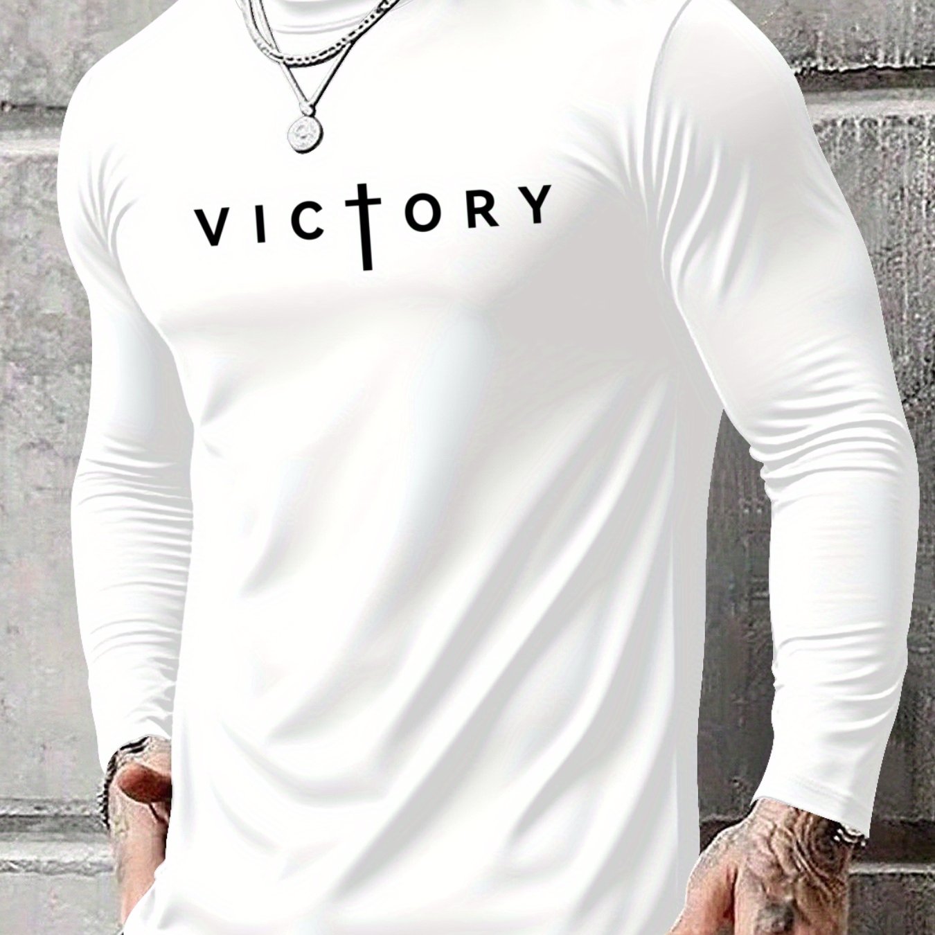 Men's Long Sleeve T-Shirt - Regular Fit Stretchy Everyday Shirt, Light Grey/Black, Breathable Layering Top for Gym, Office, Casual Outfits - Spring/Fall Essential Wardrobe Staple, PLUS SIZE