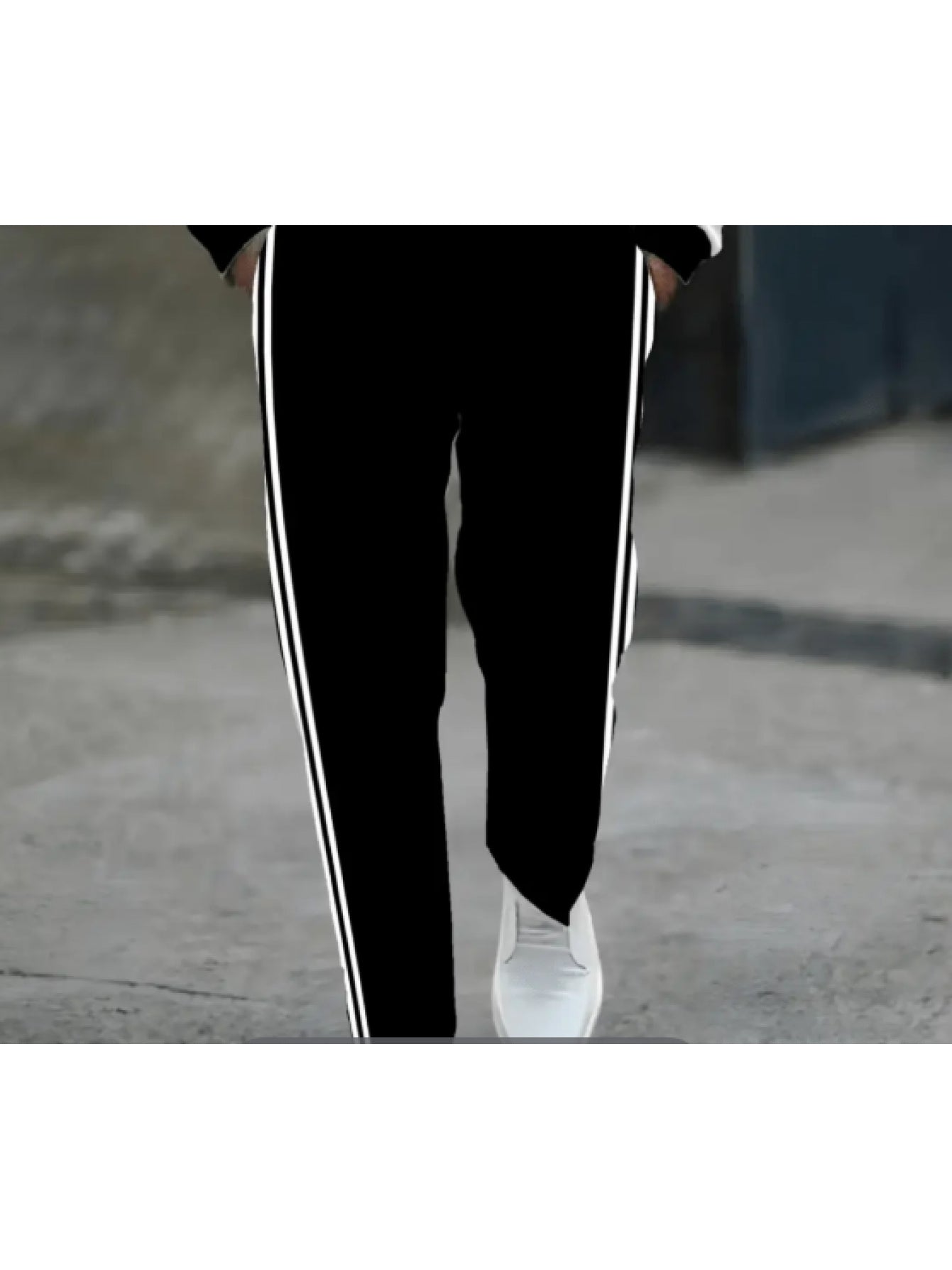 2pcs Men'S Plus-Size Hoodie & Pants Set - Black & White Geometric Pattern, Regular Fit Casual Sportswear for Outdoor Activities, Spring & Autumn, Back-to-School Essentials, Comfortable Clothing | Sporty Look | Durable Fabric,