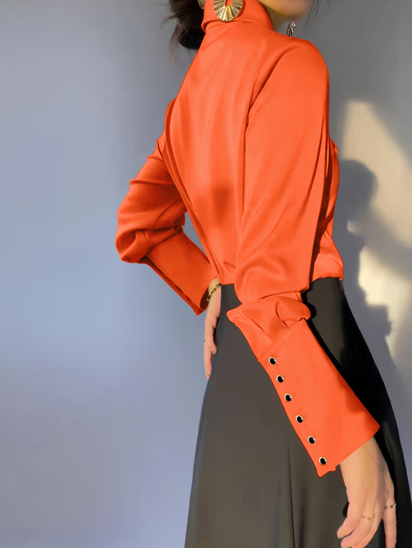 Women's Solid Color Lapel Casual Long Sleeve Shirt