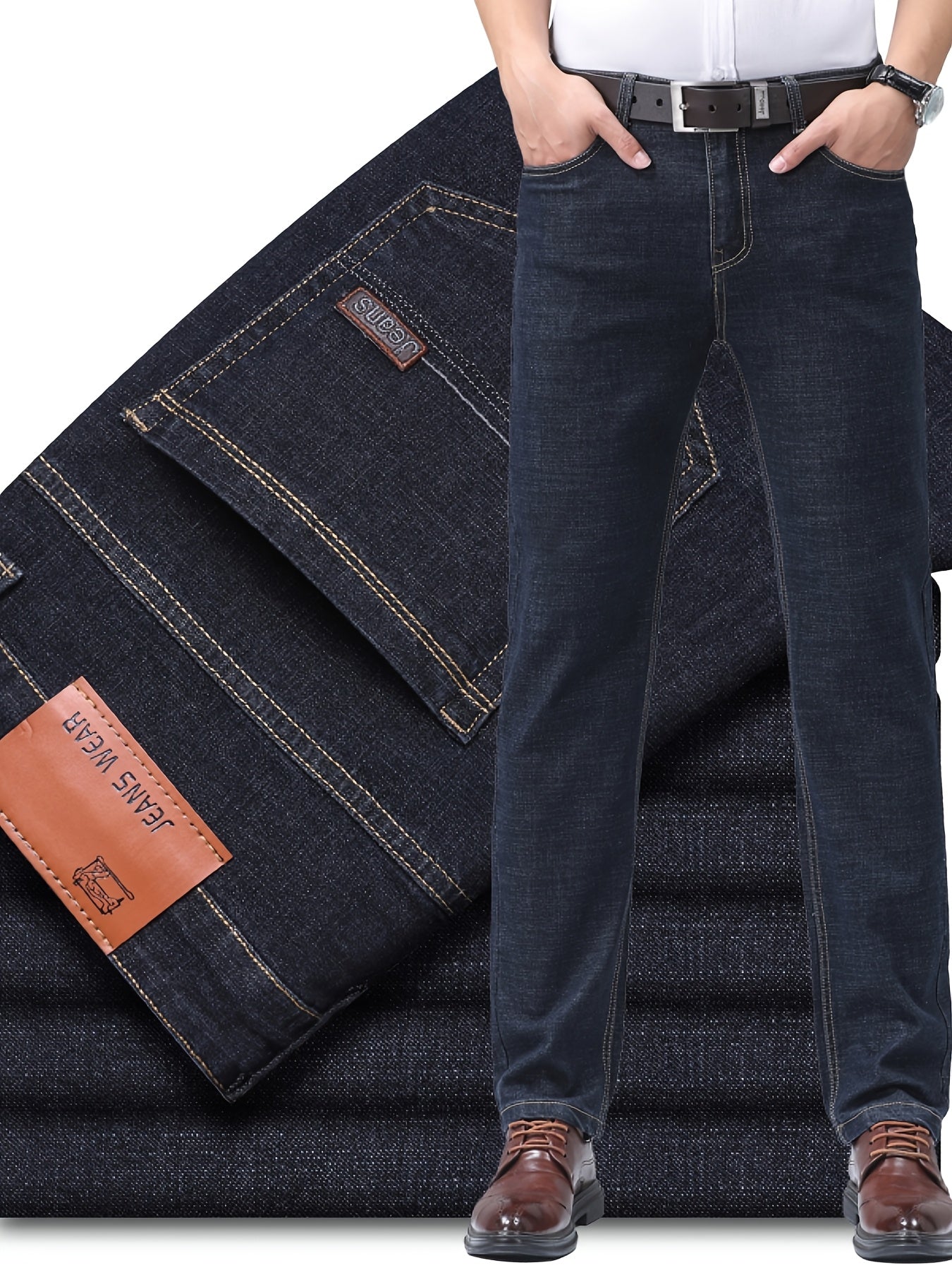 Plus-Size Men'S Comfortable High-Quality Denim Trousers, Suitable for Business, Featuring Stretch, Durability, And Sweat Absorption, Plus Size
