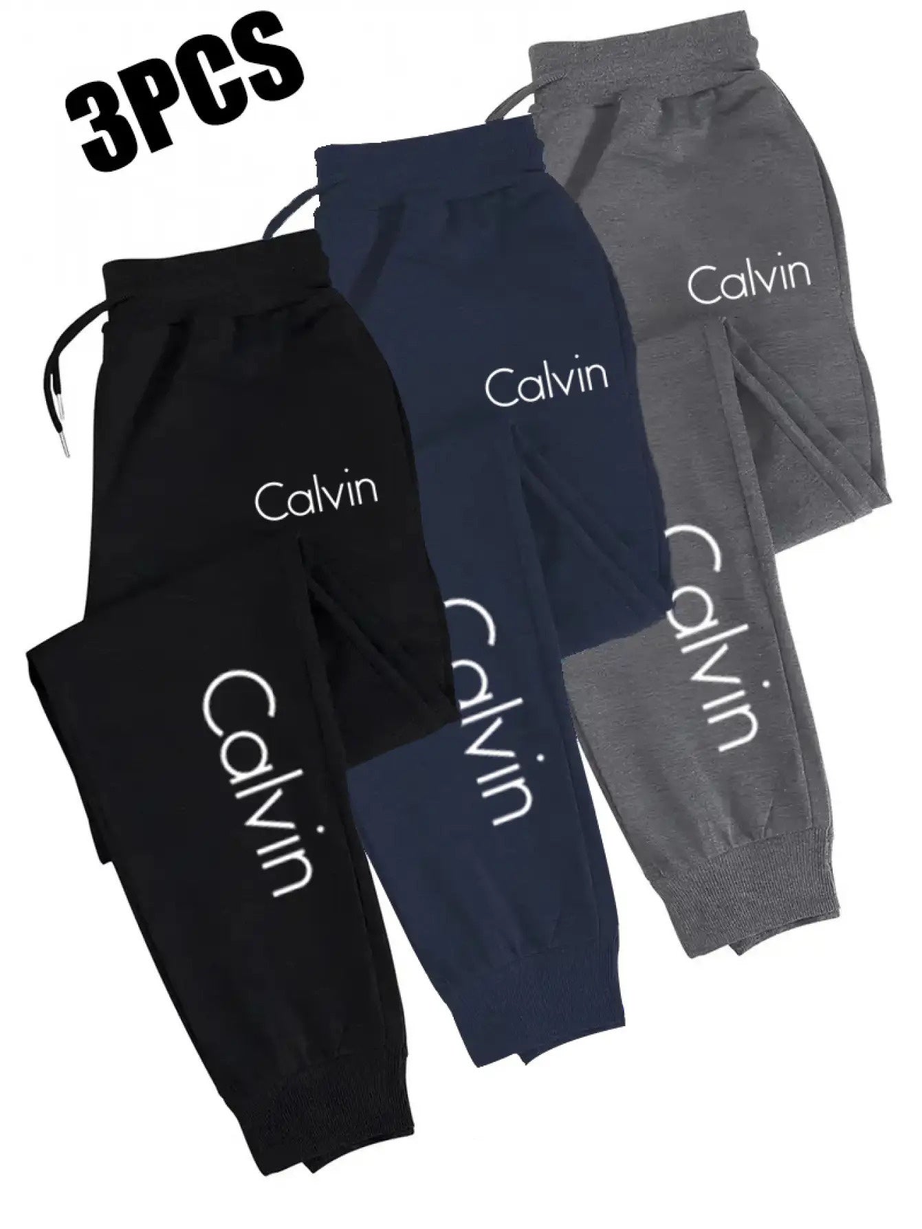 Three piece Men's casual sports pants with elastic waistband and drawstring design, regular fit, pockets and slight elasticity- comfortable sports pants, PLUS SIZE, Lounge Wear, Workout Pants, Sporty Design, Casual Style, Bre