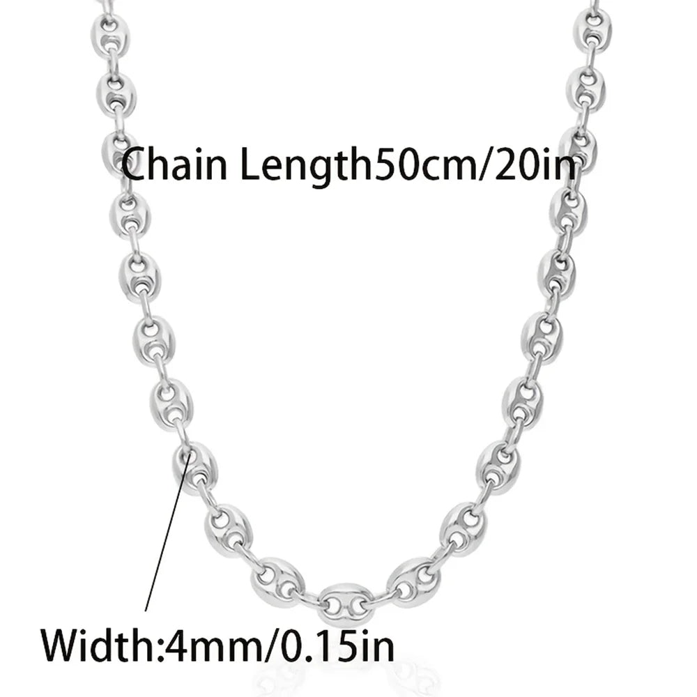 Coffee Bean Chain Necklaces for Women |  Silver | Women's Trendy Layering Necklaces | Choose Width and Length |