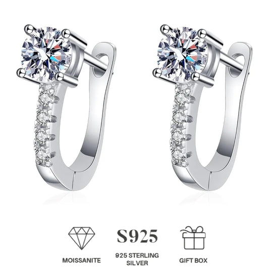 925 Sterling Silver Post Mozambique diamond Huggie Earrings | Small Gold Hoop Earrings for Women | CZ Stud Cuff Earring