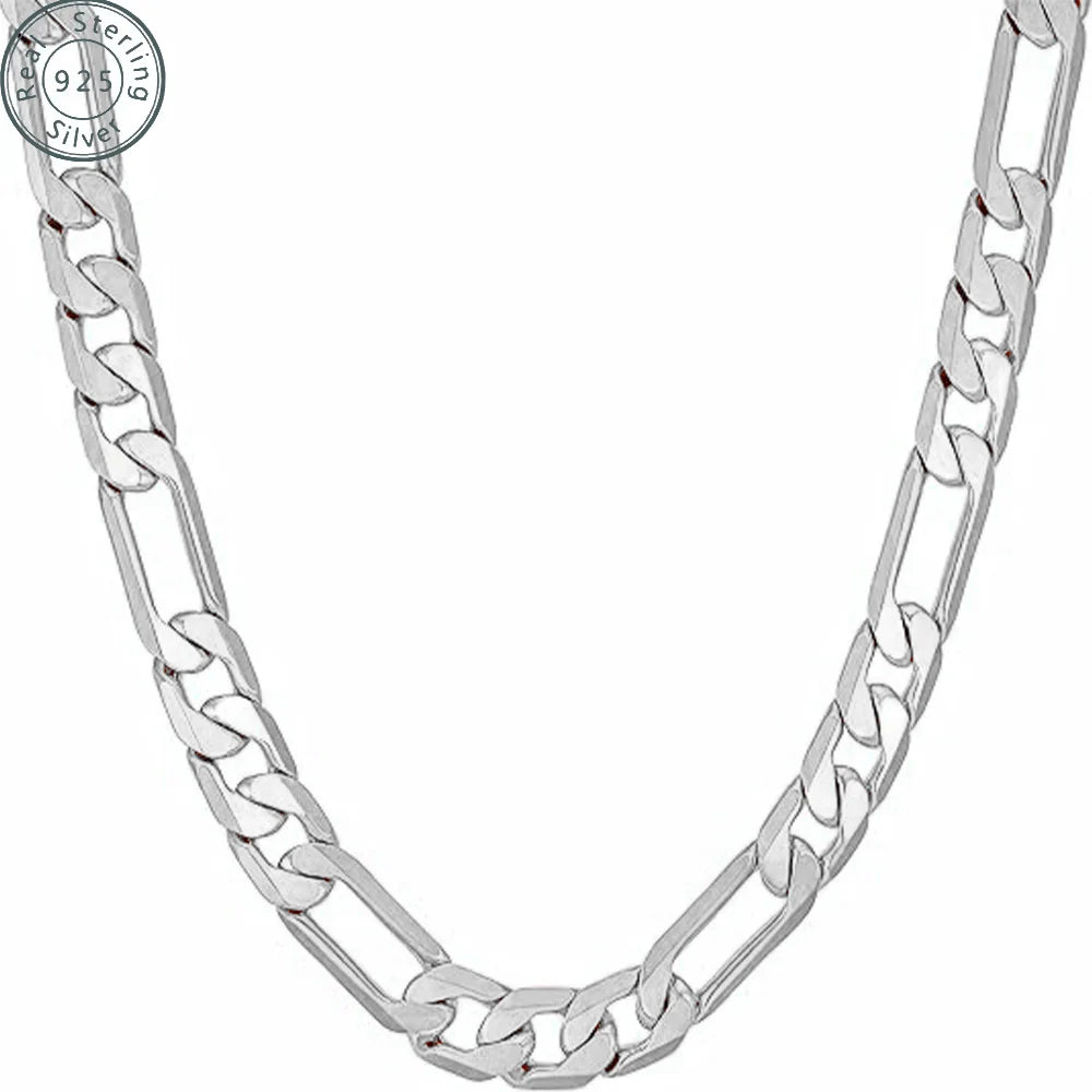 3.5mm,5mm,7mm Figaro Chain Necklace Diamond Cut 18k Real Gold Plated