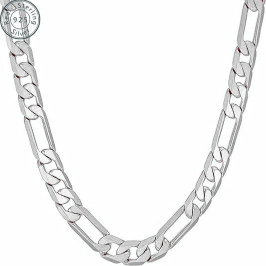 3.5mm,5mm,7mm Figaro Chain Necklace Diamond Cut 18k Real Gold Plated