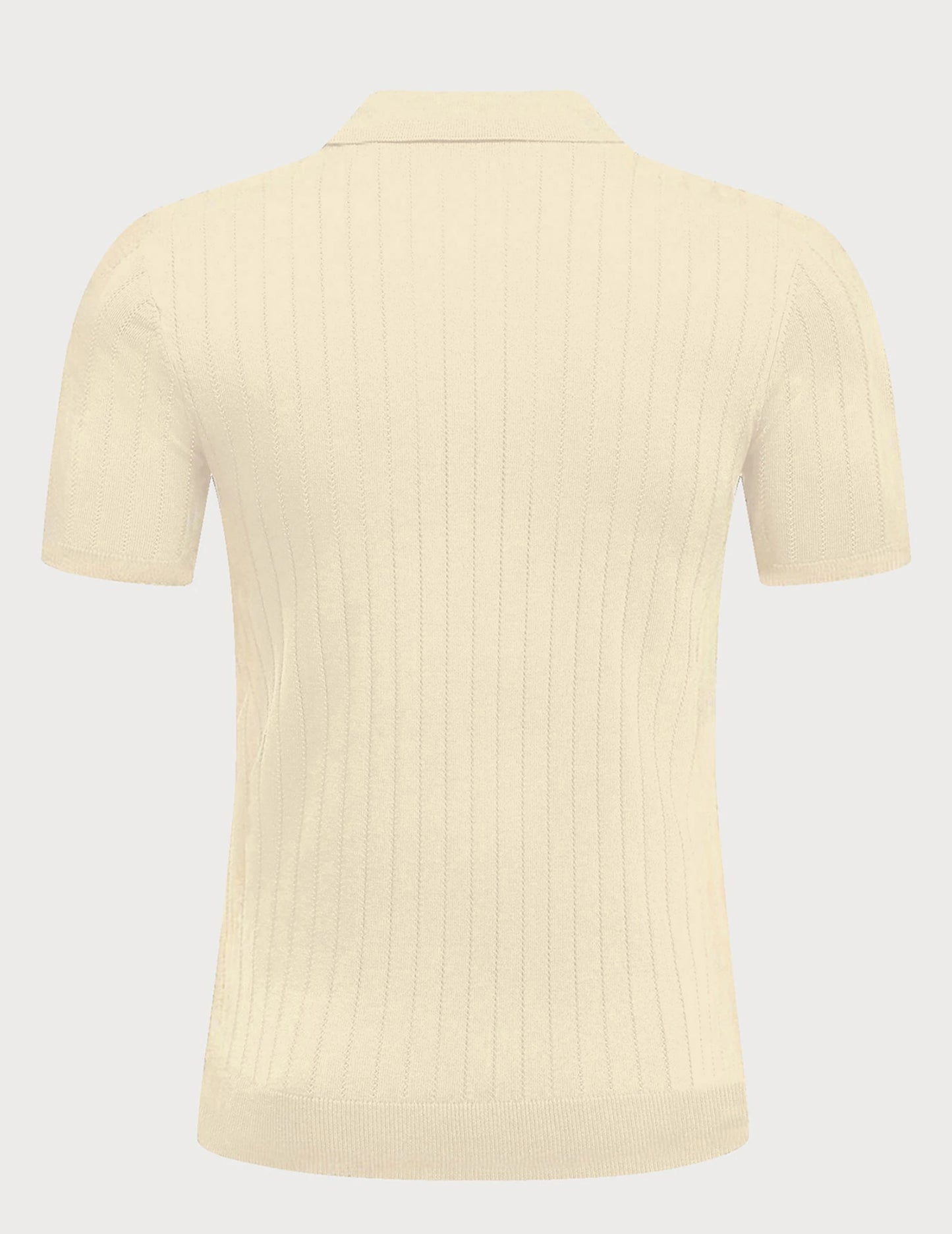 "Men's Polo Collar Short Sleeve Striped Knit Shirt - Stylish Casual Breathable Top for Everyday Wear"