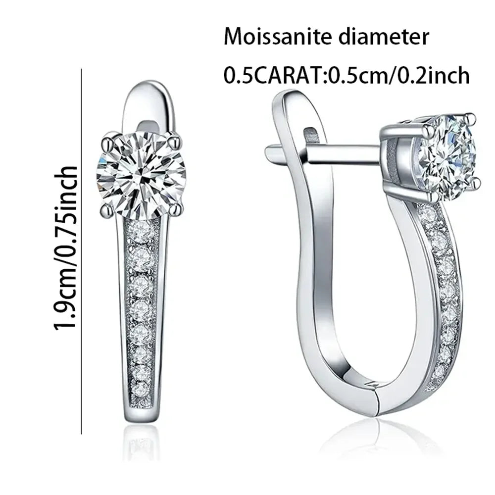 925 Sterling Silver Post Mozambique diamond Huggie Earrings | Small Gold Hoop Earrings for Women | CZ Stud Cuff Earring