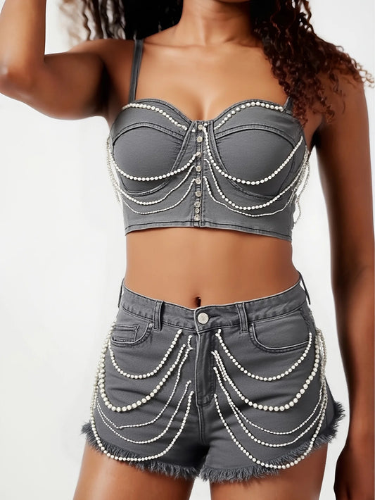 Women's Linen Suit Set - V-Neck Button Vest & Loose Pants Two-Piece Summer Outfit for Office & Vacation